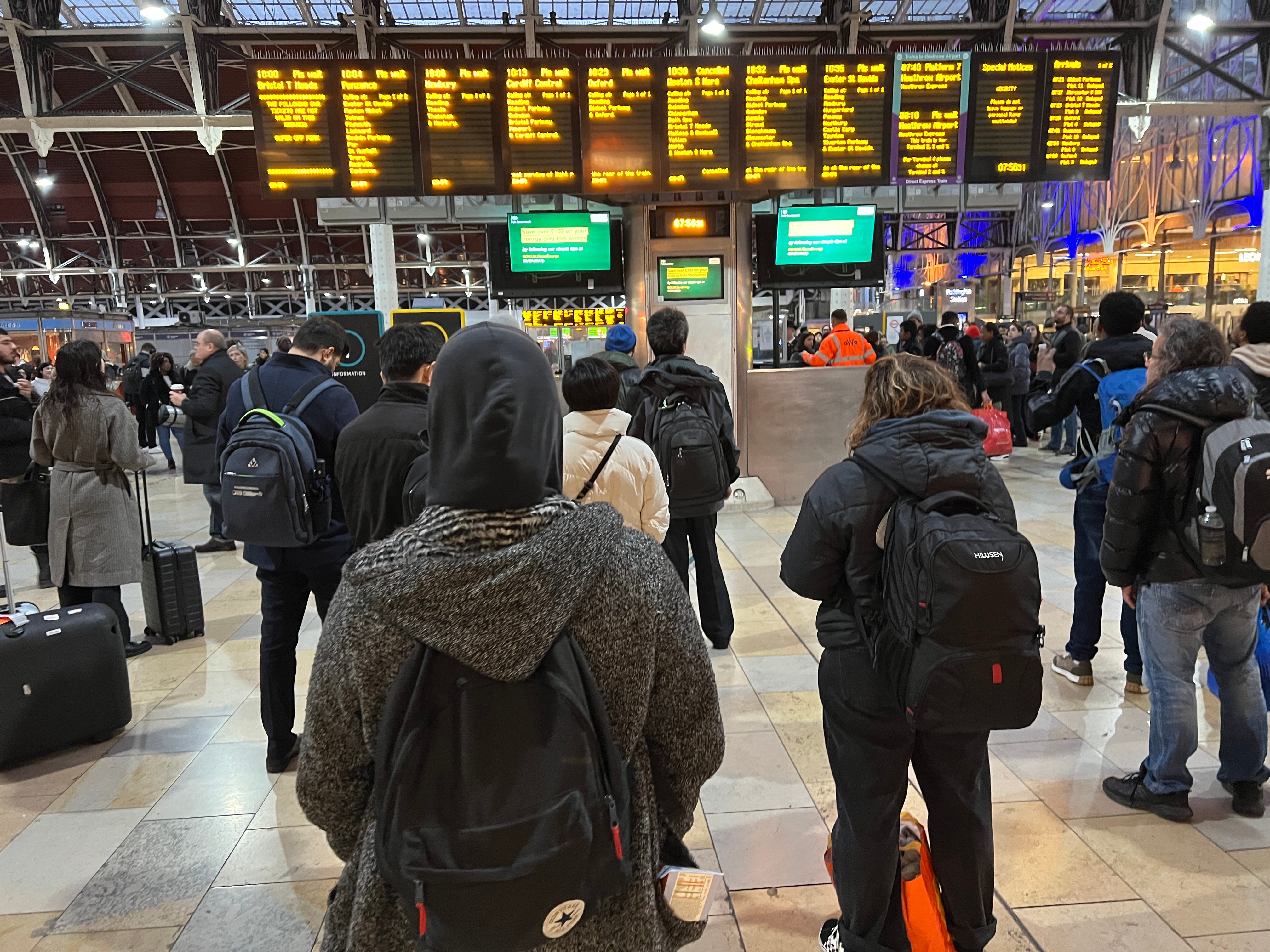 <p>Waiting game: London Paddington station, where all trains are currently suspended</p>