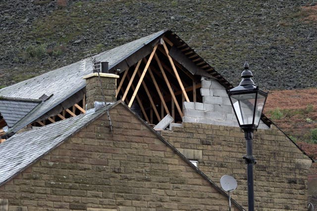 A damaged roof in Stalybridge (Richard McCarthy/PA)