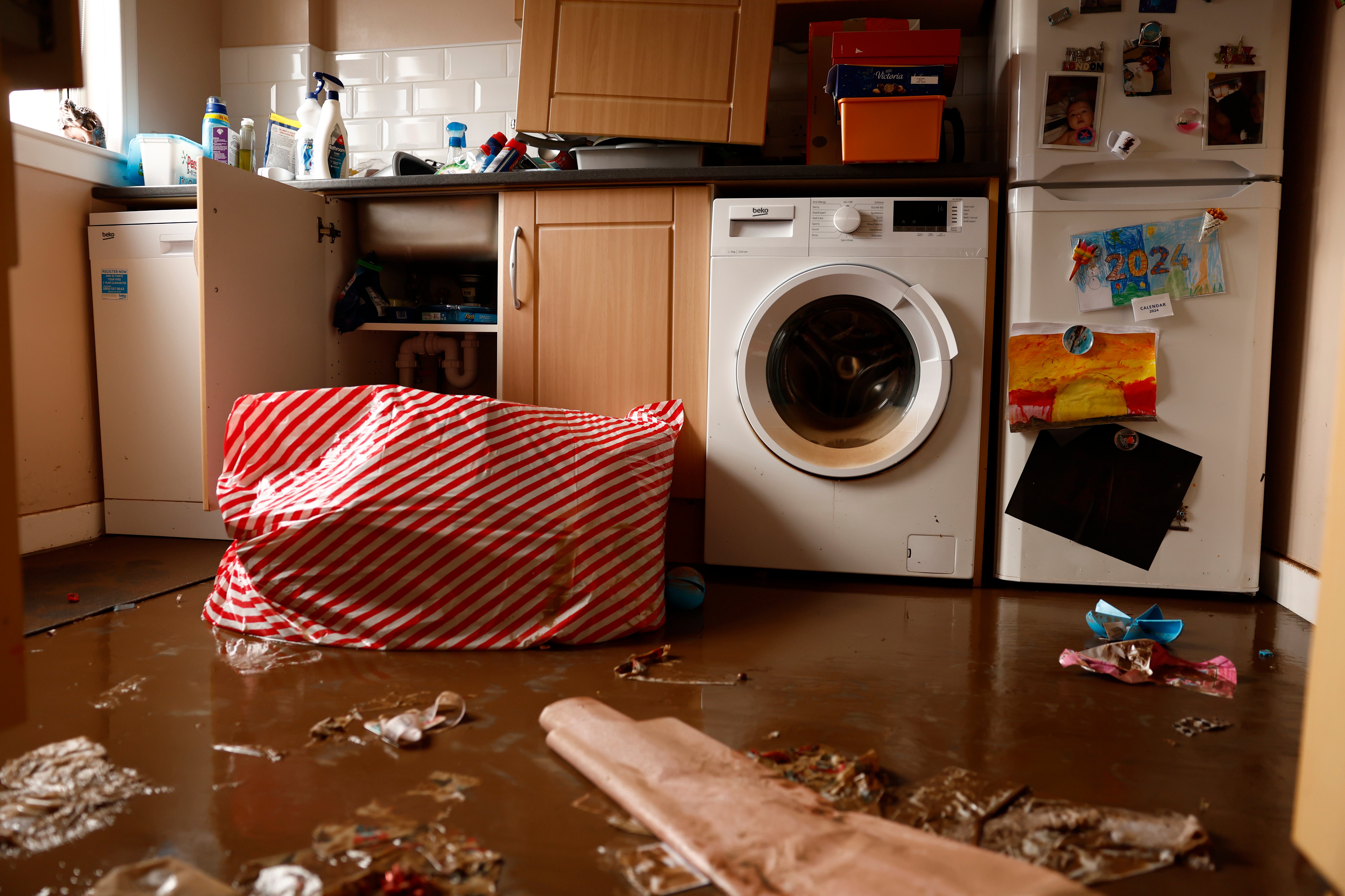 A flooded property in Cupar, Fife, in the aftermath of Storm Gerrit