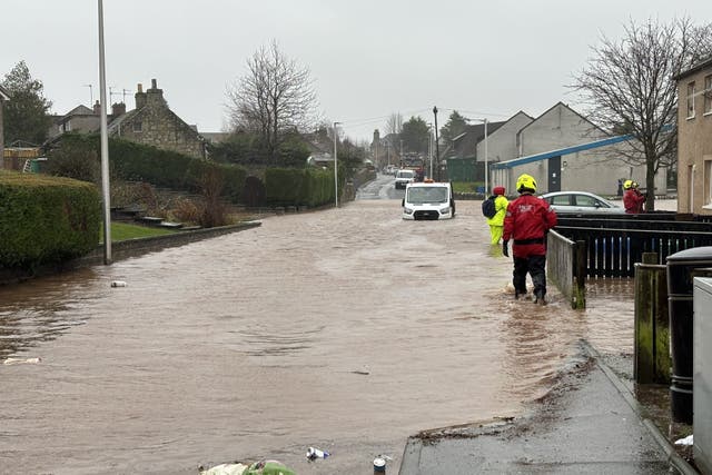 A flooded road in Cupar, Fife, Scotland (James Matheson/PA)