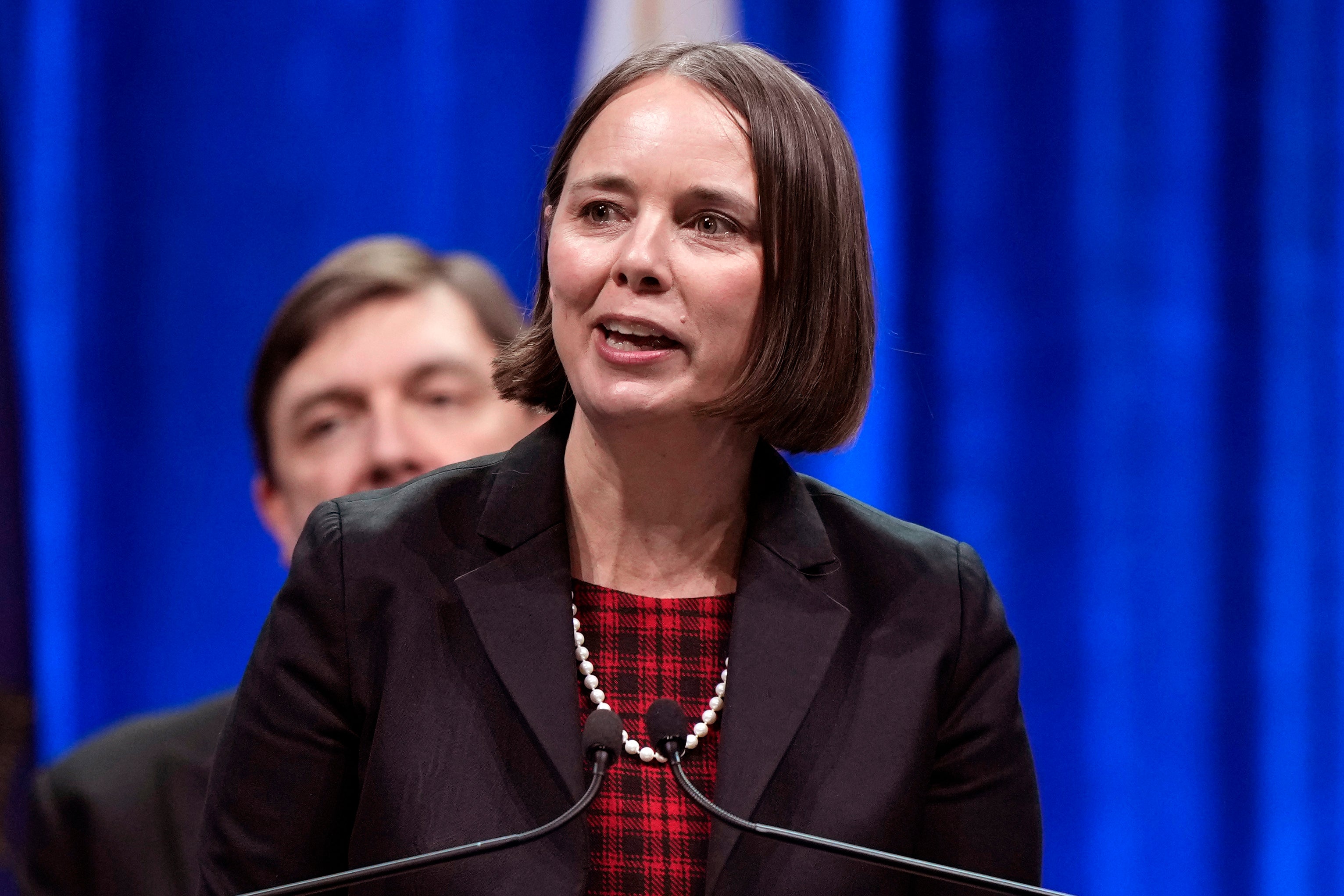 Secretary of State Shenna Bellows speaks at an event, Jan. 4, 2023, in Augusta, Maine.