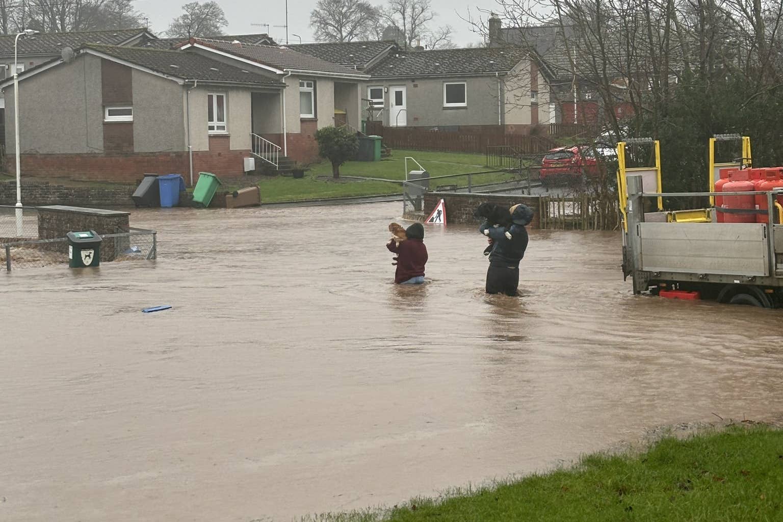Floodwaters caused by Storm Gerrit in Scotland (James Matheson/PA)