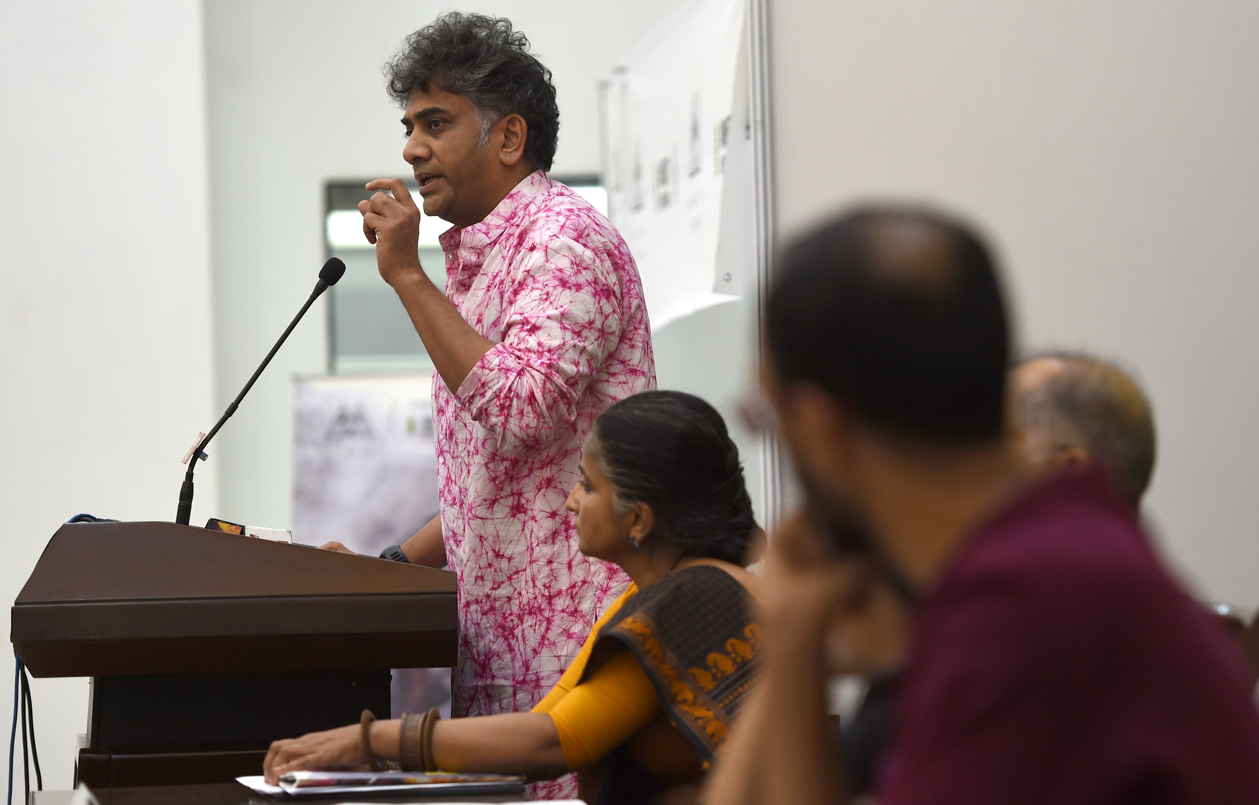 Amnesty International India’s Aakar Patel addresses a press conference in New Delhi