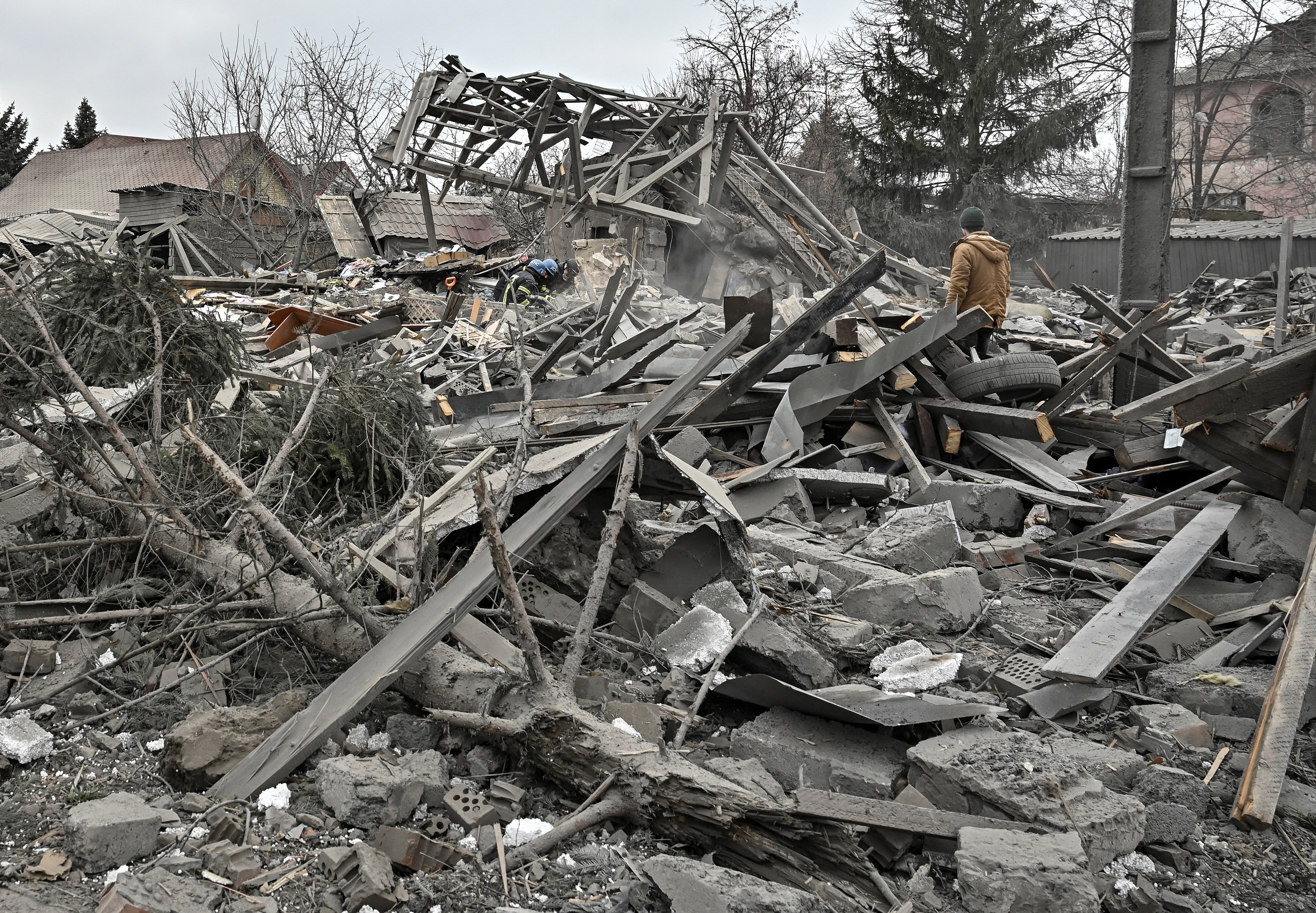 The aftermath of an attack on Zaporizhzhia during Russia’s 18-hour bombardment of Ukraine