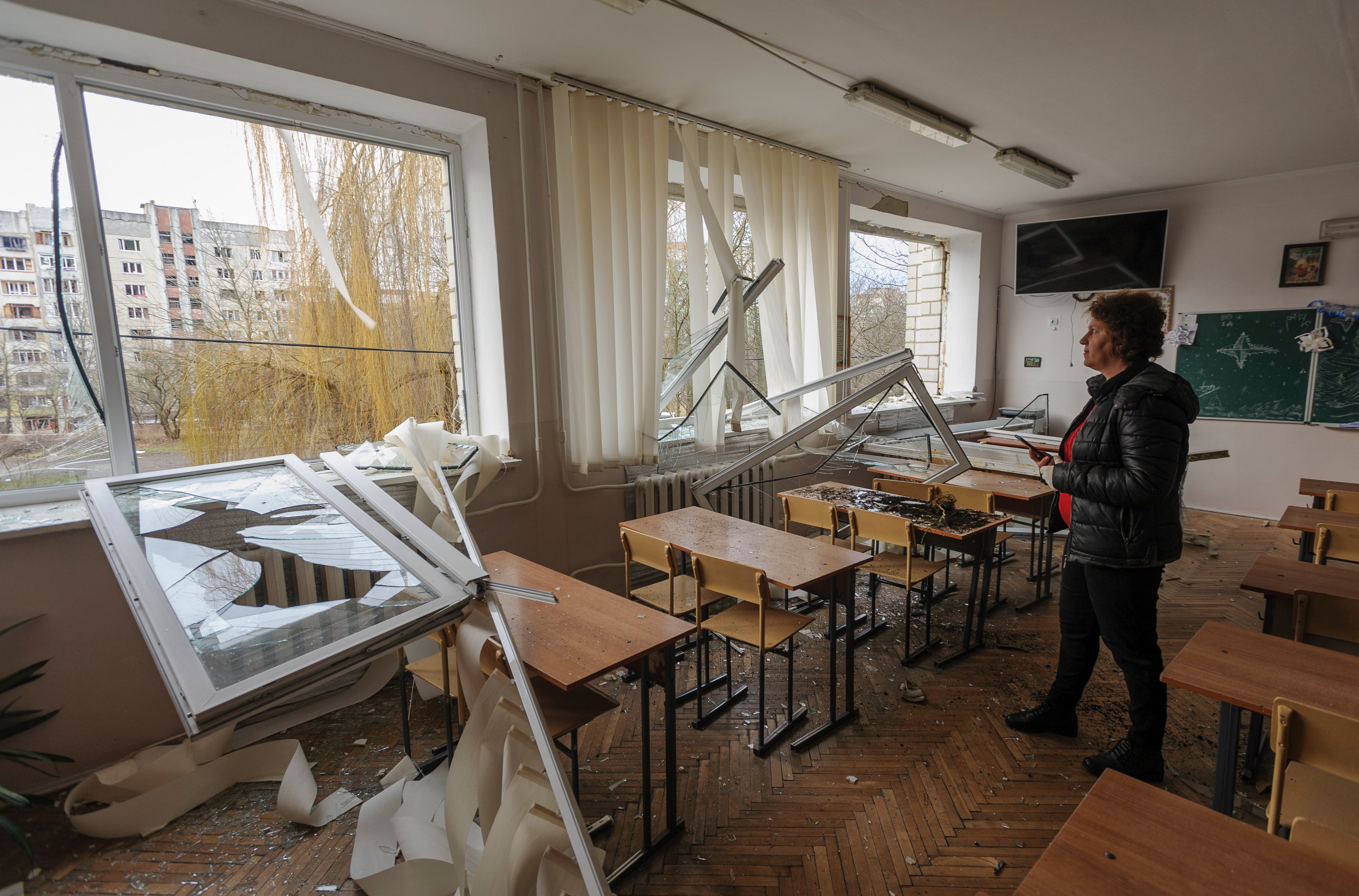 A classroom in Lviv was damaged in the attack