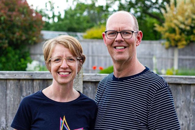 Chris Marriott, who died when he was hit by a vehicle in Sheffield, with his wife Bryony (Handout/PA)