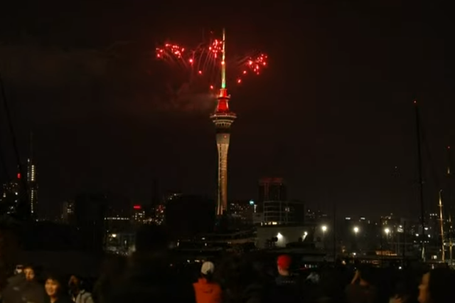 <p>Fireworks over Auckland as the clock strikes midnight</p>
