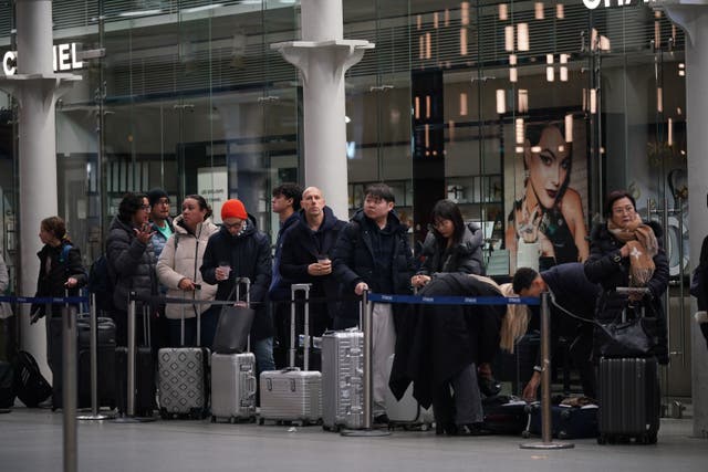 Passengers wait at the Eurostar terminal in St Pancras International station (Yui Mok/PA)