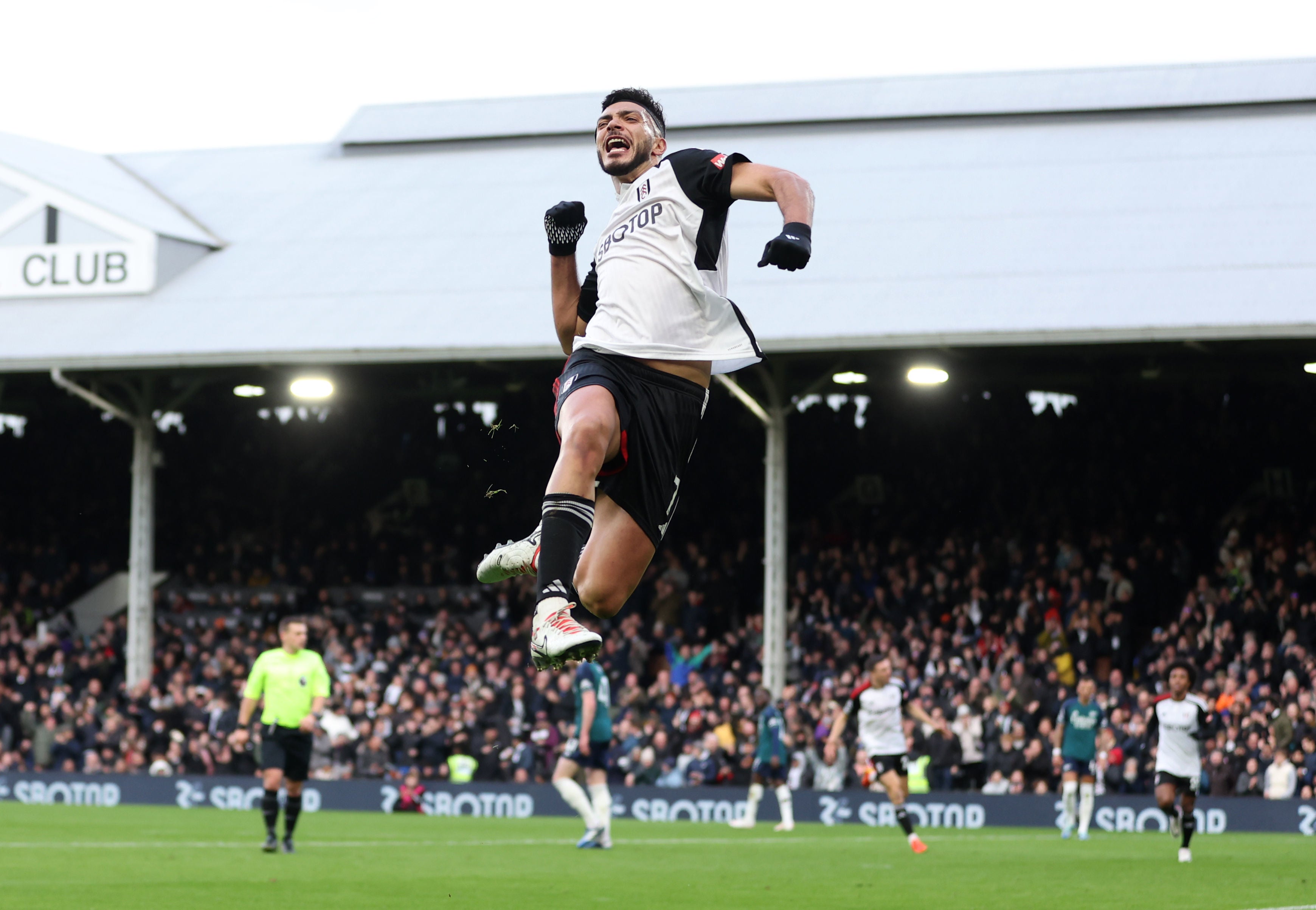 Fulham's Raul Jimenez celebrating a goal against Arsenal in EPL GW 20 | Arsenal Results | Mania Africa