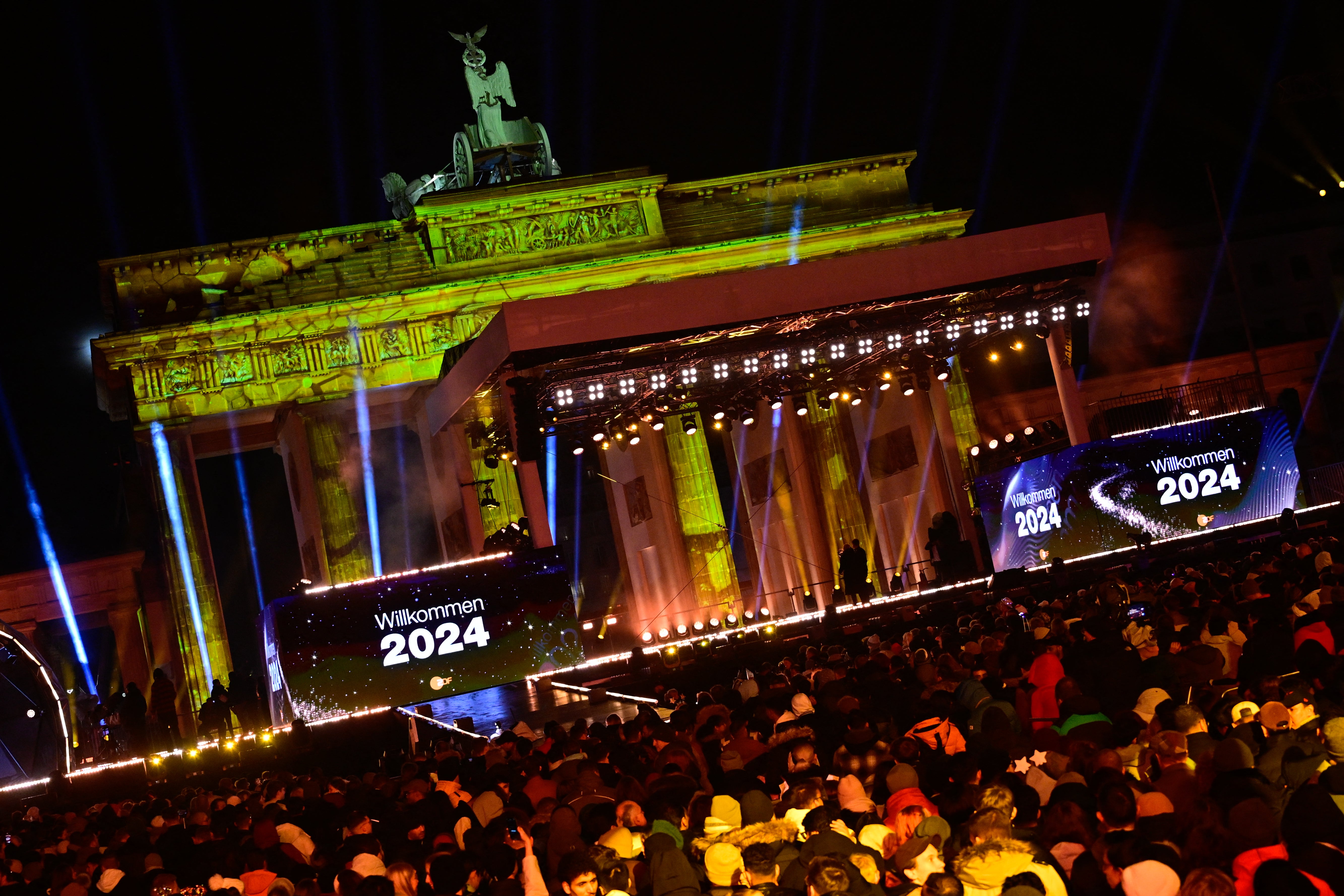 The New Year party in front of the landmark Brandenburg Gate in Berlin