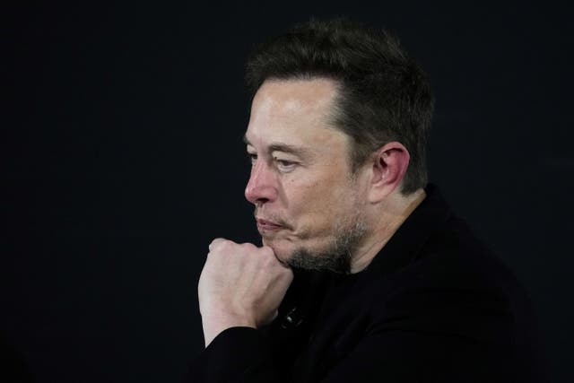 Elon Musk, CEO of Tesla and SpaceX pauses during an ‘in-conversation’ event with Prime Minister Rishi Sunak in central London, at the conclusion of the second day of the AI Safety Summit on the safe use of artificial intelligence. Picture date: Thursday November 2, 2023.