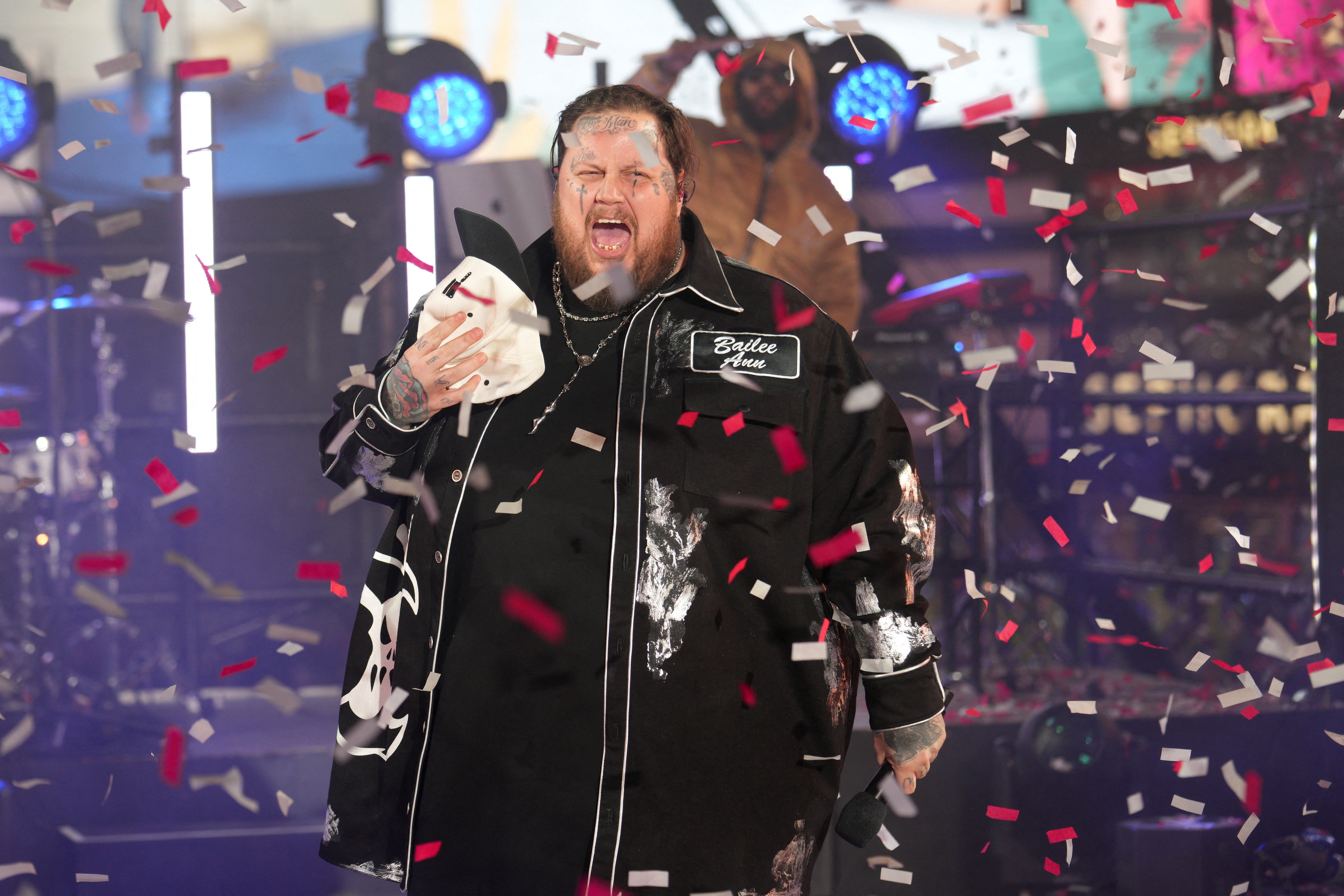Jelly Roll performs during New Year’s Eve celebrations in New York City, New York, US, 31 December 2023