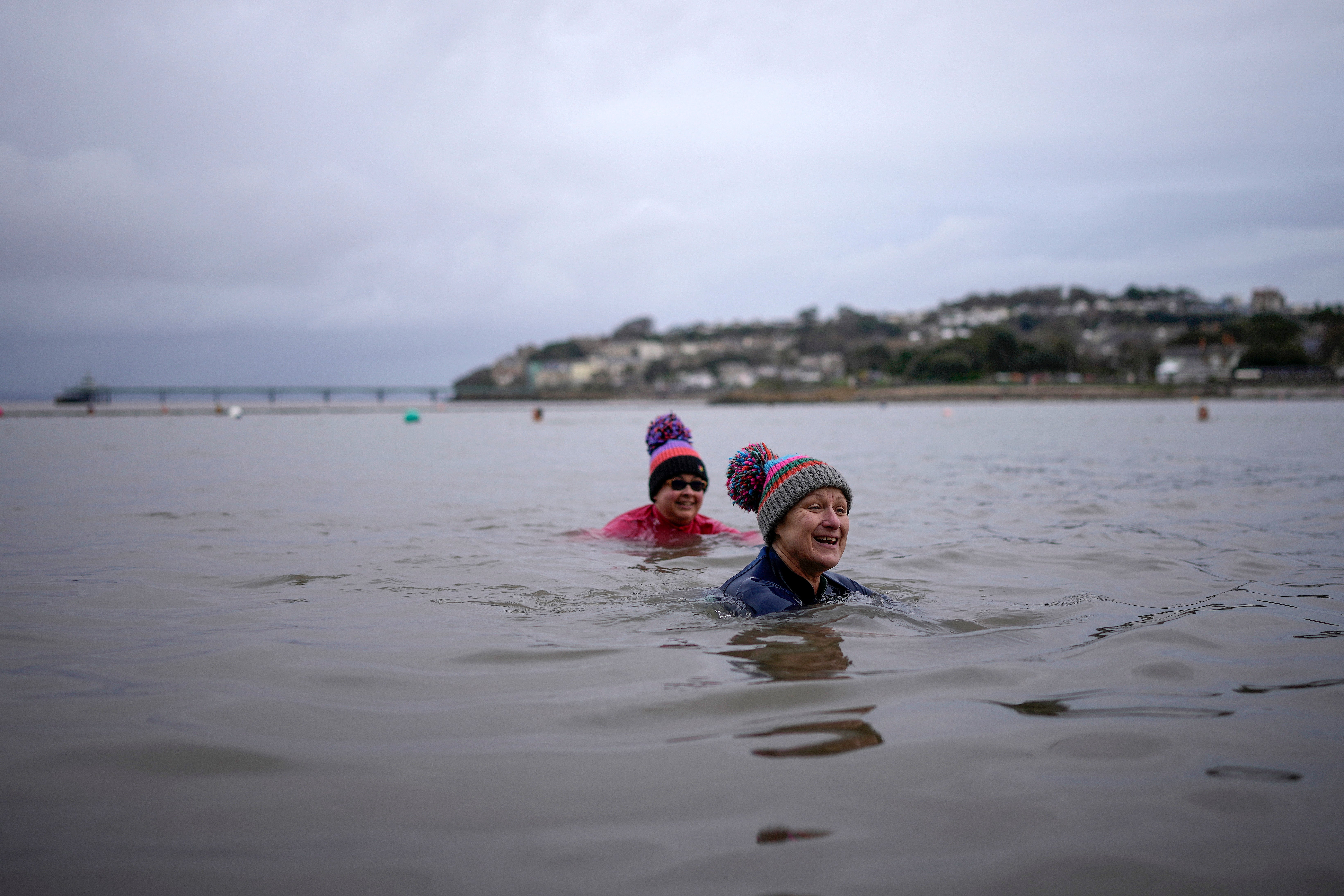 People herald the new year with a bracing swim in Clevedon Marine Lake on January 01