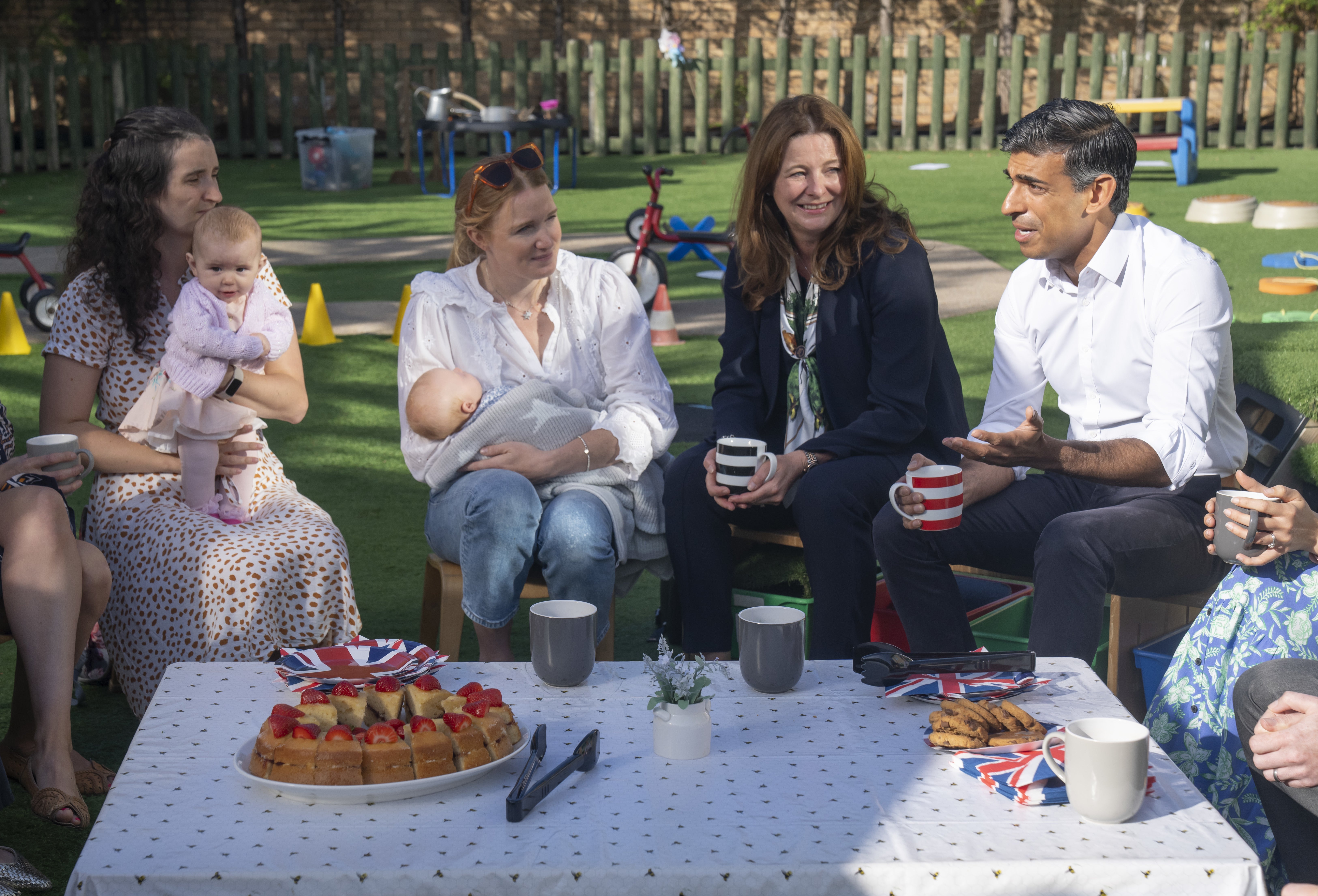 Mr Sunak and education secretary Gillian Keegan visit Busy Bees nursery in Harrogate