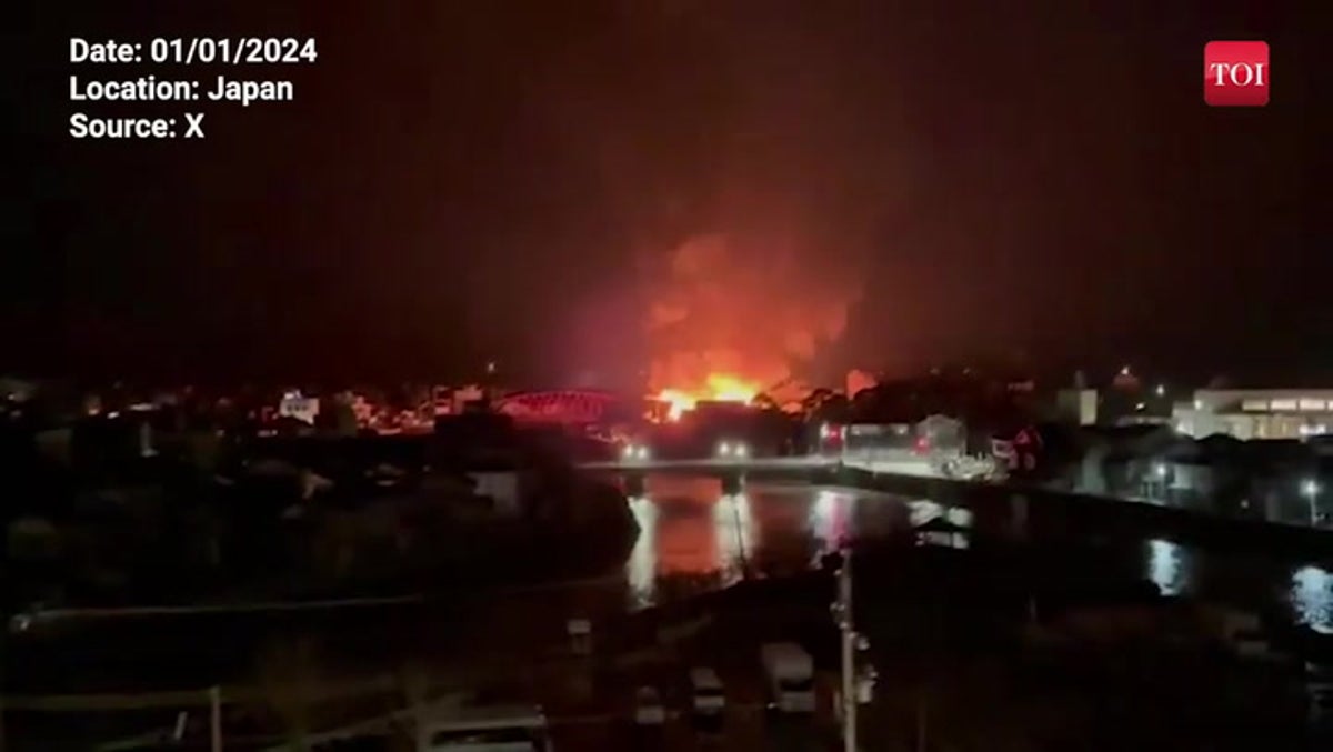 Huge fire breaks out in Japan as rescuers search for earthquake victims under rubble