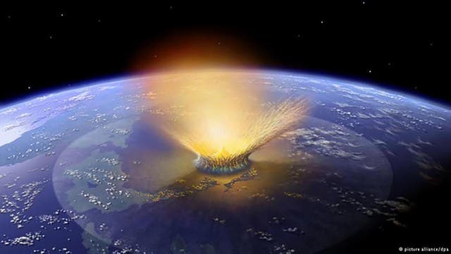 <p>A large asteroid (~12 km in diameter) hit Earth 66 million years ago, likely causing the end-Cretaceous mass extinction</p>