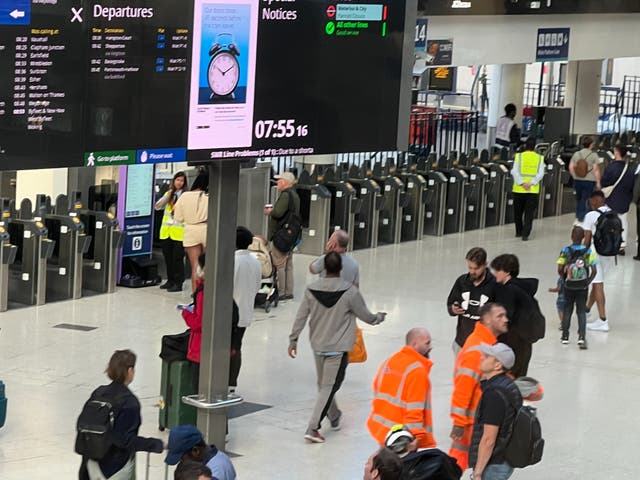 <p>Going places? Travellers at London Waterloo, whose main line to Bournemouth is blocked beyond Southampton </p>