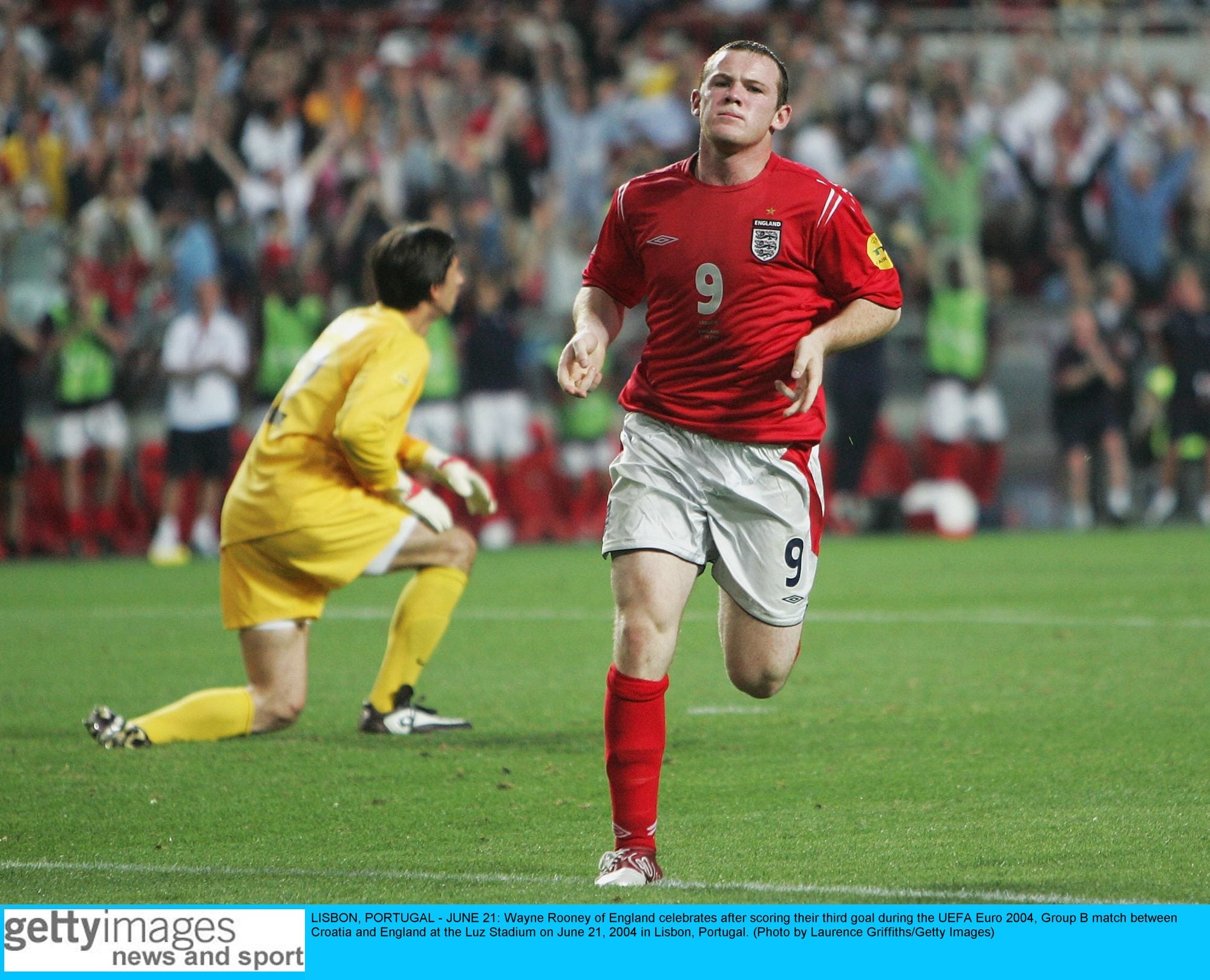 Wayne Rooney celebrates after scoring at Euro 2004 - a tournament that announced his arrival on the European stage