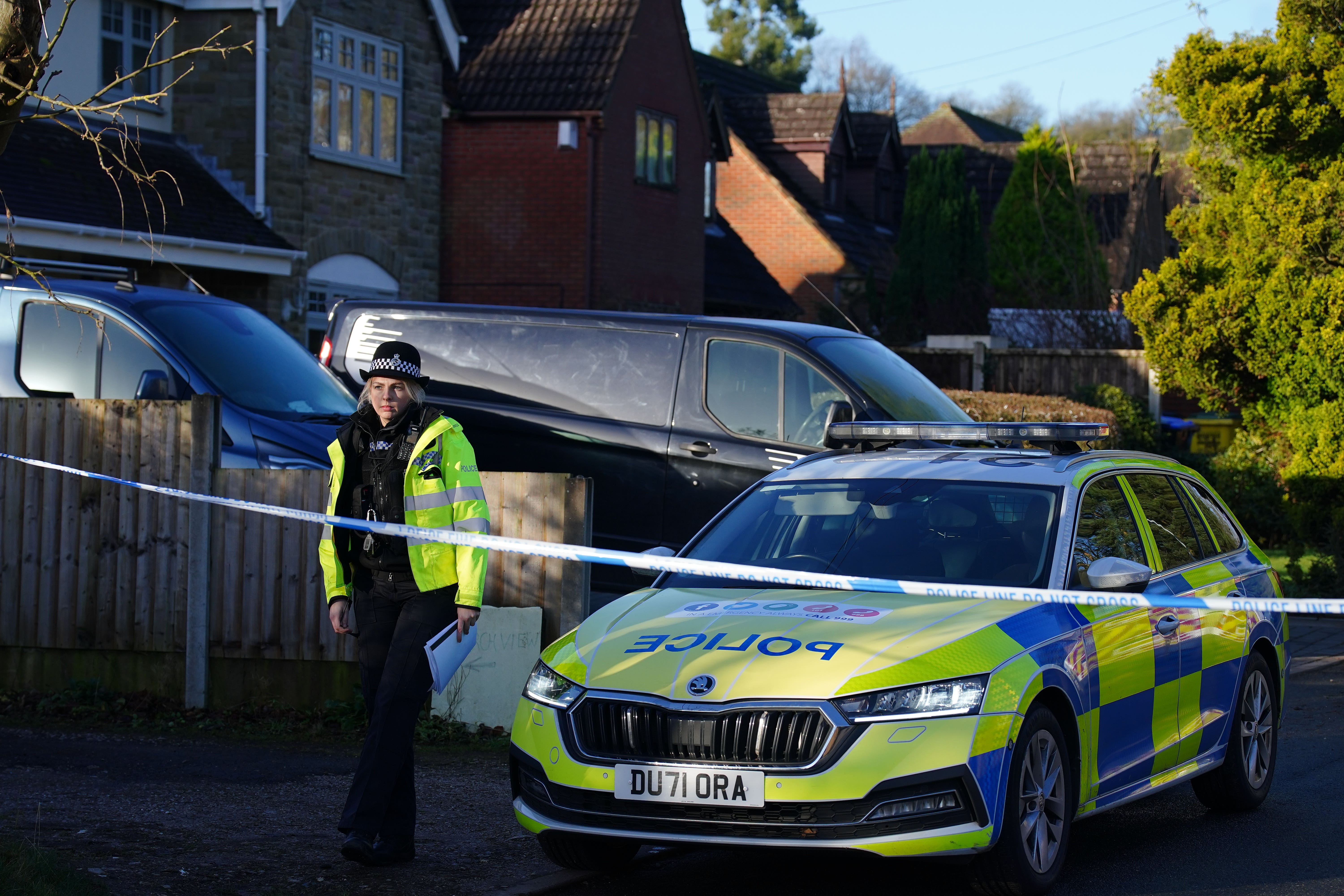 Police outside the property in Park Lane, Cheadle (Peter Byrne/PA)