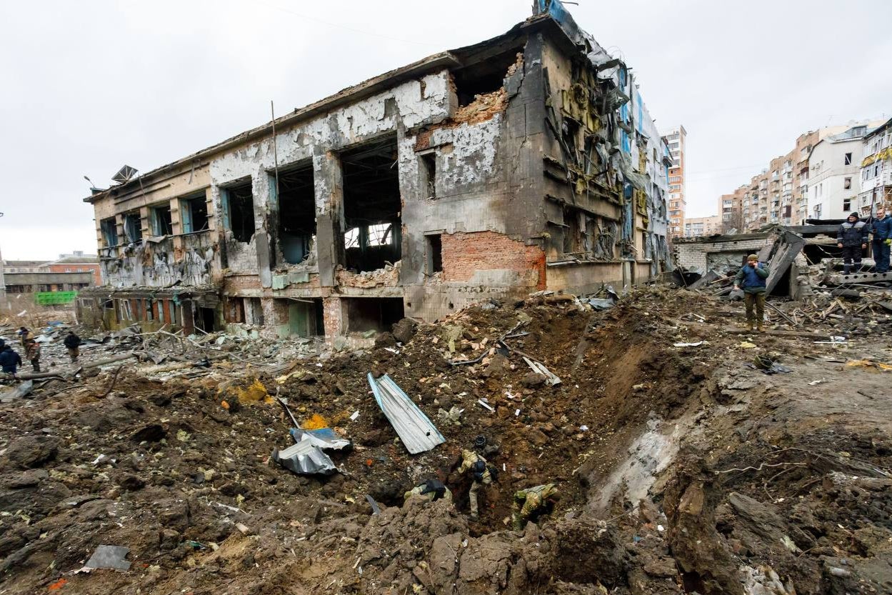 Oleg Sinegubov, Kharkiv’s governor, posted photos detailing extensive destruction of the eastern Ukrainian region