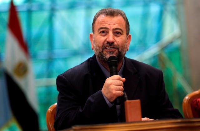 <p>Top Hamas official Saleh al-Arouri — pictured above in 2017 — died in a blast outside of Beirut</p>
