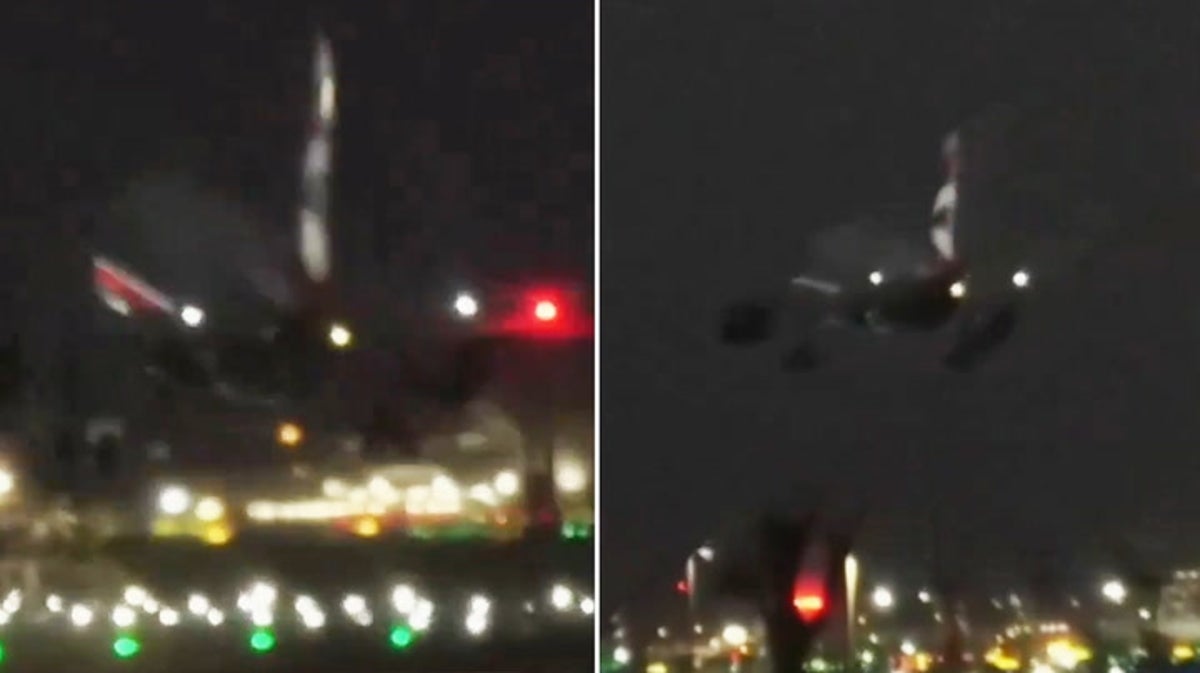 Plane lands in strong winds at Heathrow airport as Storm Henk batters UK