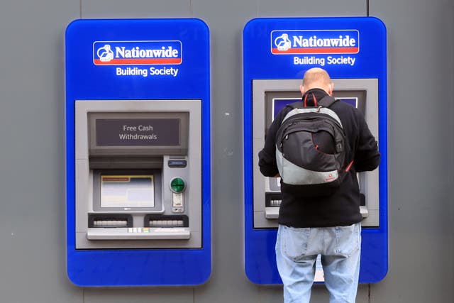 The number of cash withdrawals from Nationwide Building Society’s network of ATMs has climbed for the second year in a row (Mike Egerton/PA)