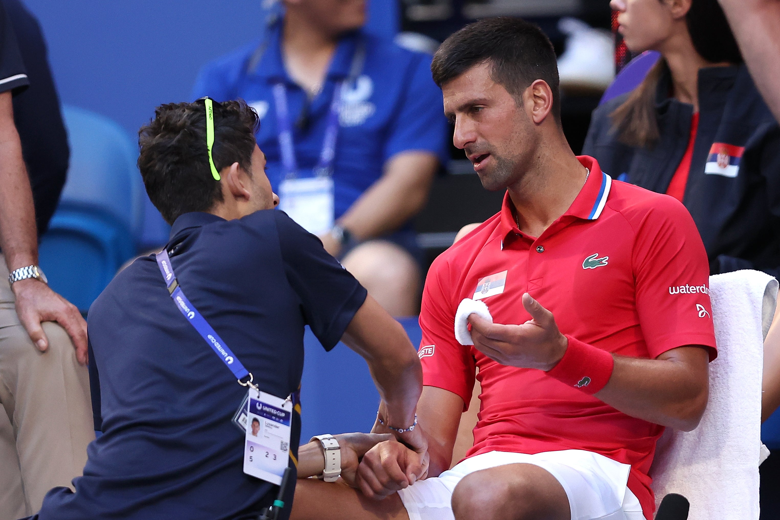 Djokovic required treatment on his right wrist