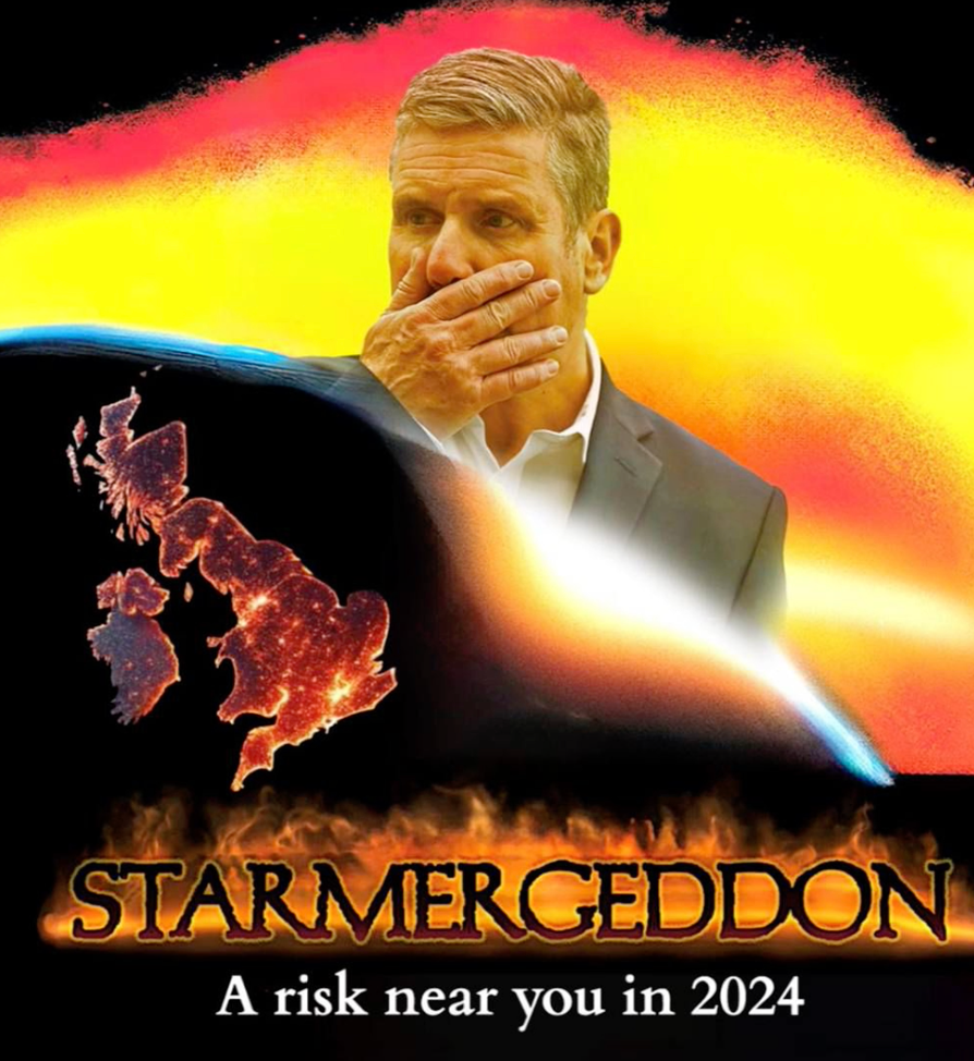 Reform claimed a Labour win would be ‘Starmaggedon’, channeling the late 1990s action movie poster