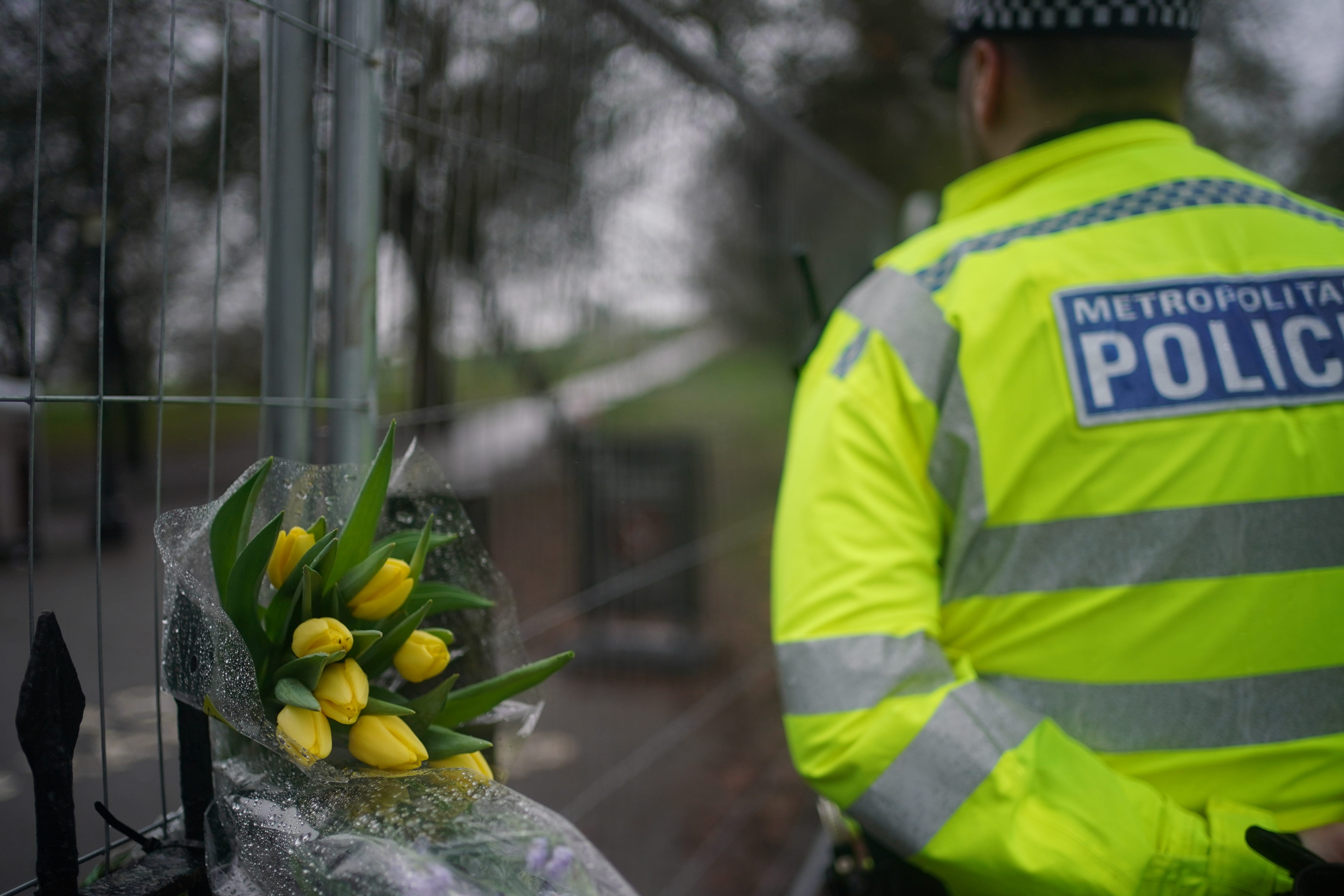 Flowers left in tribute on Primrose Hill in Camden (Victoria Jones/PA)