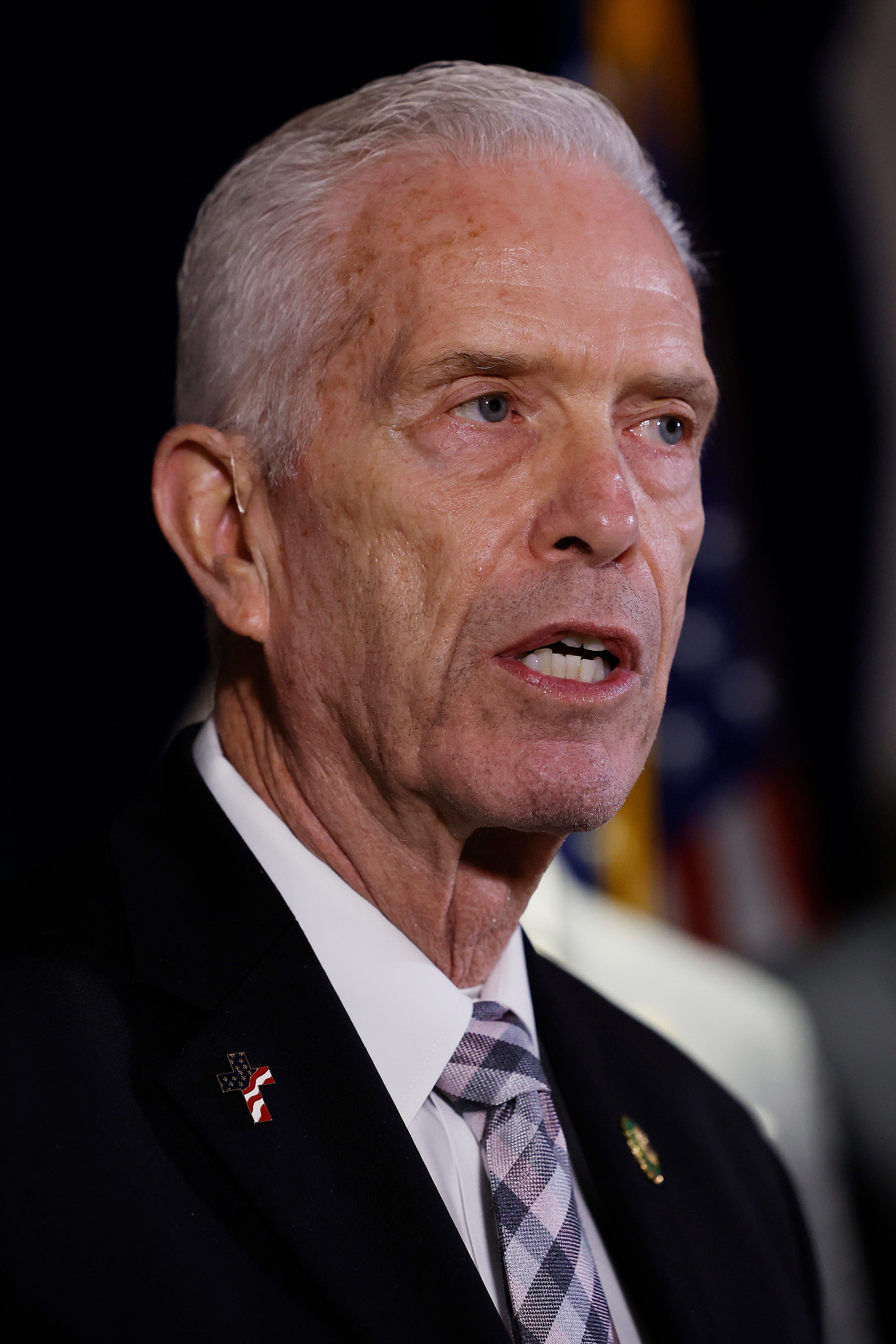 Rep. Bill Johnson (R-OH) talks to reporters following a GOP conference meeting at the Republican National Committee offices on Capitol Hill on February 28, 2023 in Washington, DC