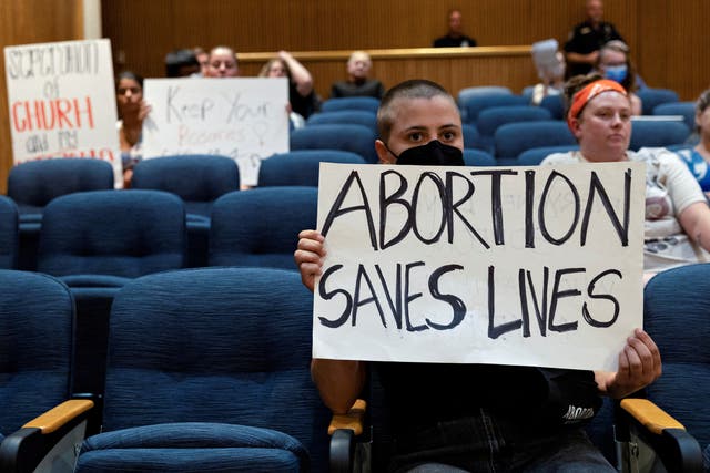 <p>A few abortion rights demonstrators remain in the crowd after hours of public comments and discussion as Dentonâs city council meets to vote on a resolution seeking to make enforcing Texas</p>
