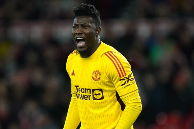 Manchester United are set to have Andre Onana for their home match against Tottenham (Bradley Collyer/PA)