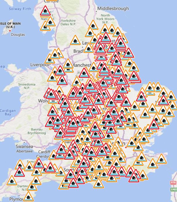 <p>There are flood warnings and alerts all over the UK today</p>
