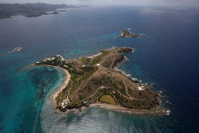 <p>Little St. James Island is seen in an aerial view near Charlotte Amalie</p>