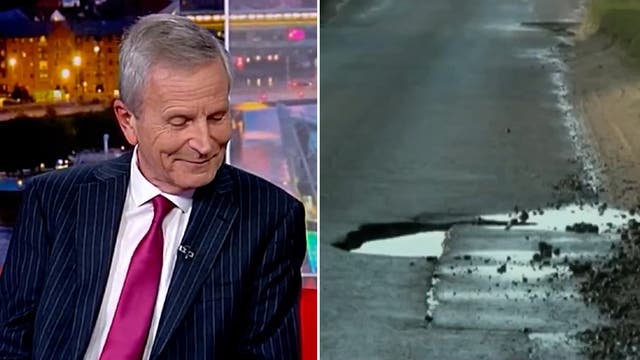 <p>BBC presenter struggles to keep a straight face while asking: ‘How big is your hole?’.</p>