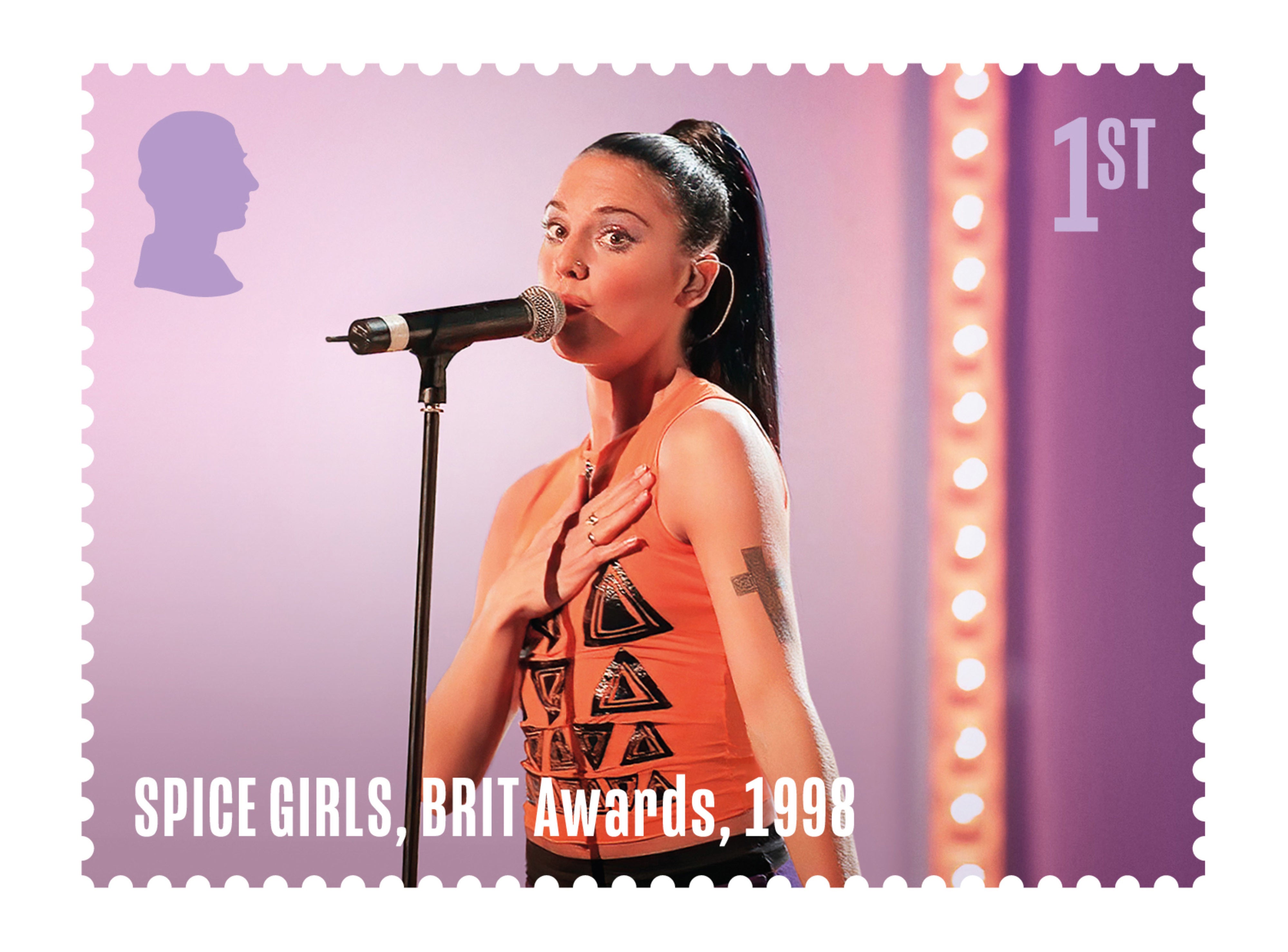 Mel C’s stamp, showing her at the Brit Awards in 1998