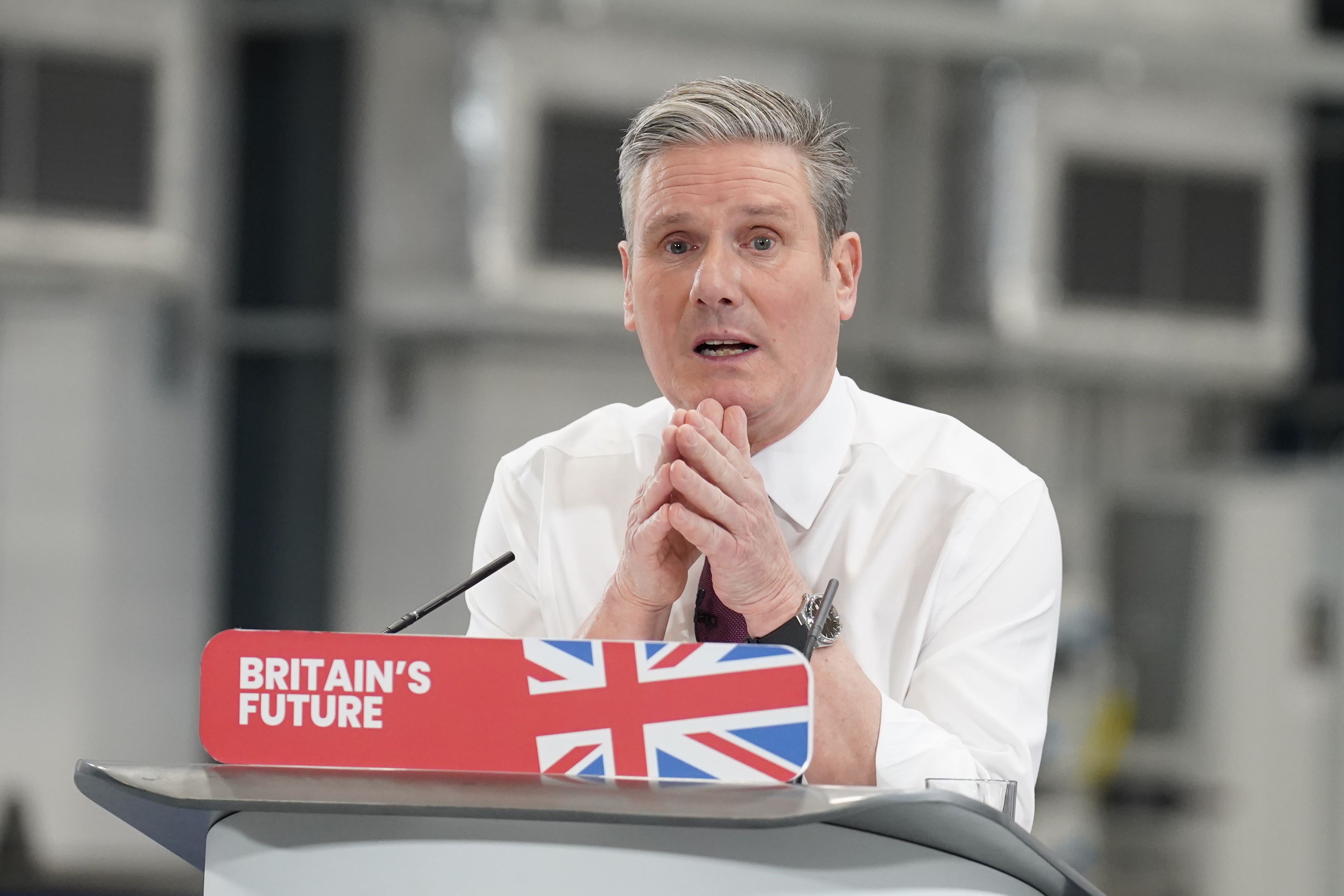Labour Party leader Sir Keir Starmer gives a speech, at the National Composites Centre (Stefan Rousseau/PA)