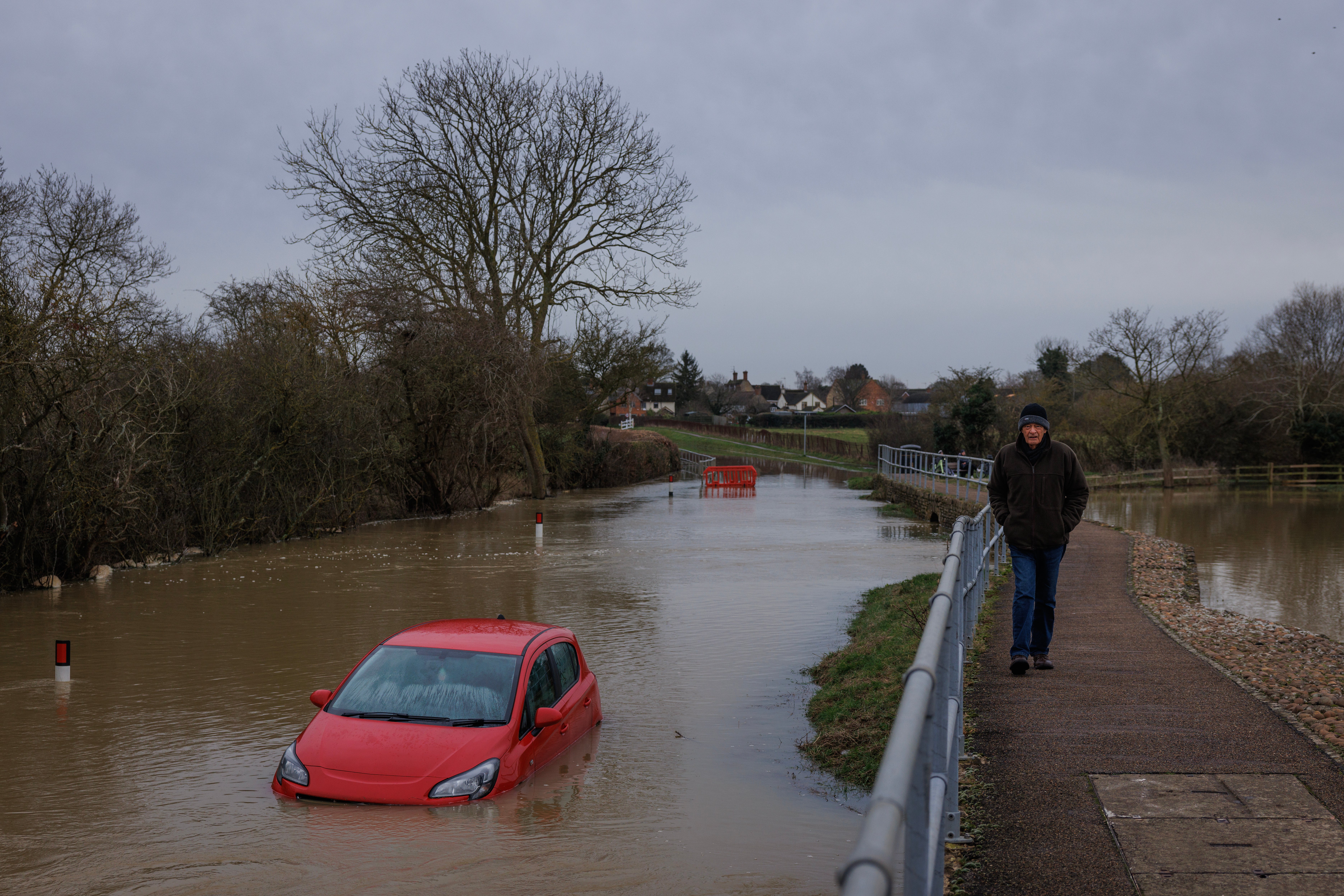 Heavy rainfall and strong winds lashed parts of the UK on Thursday