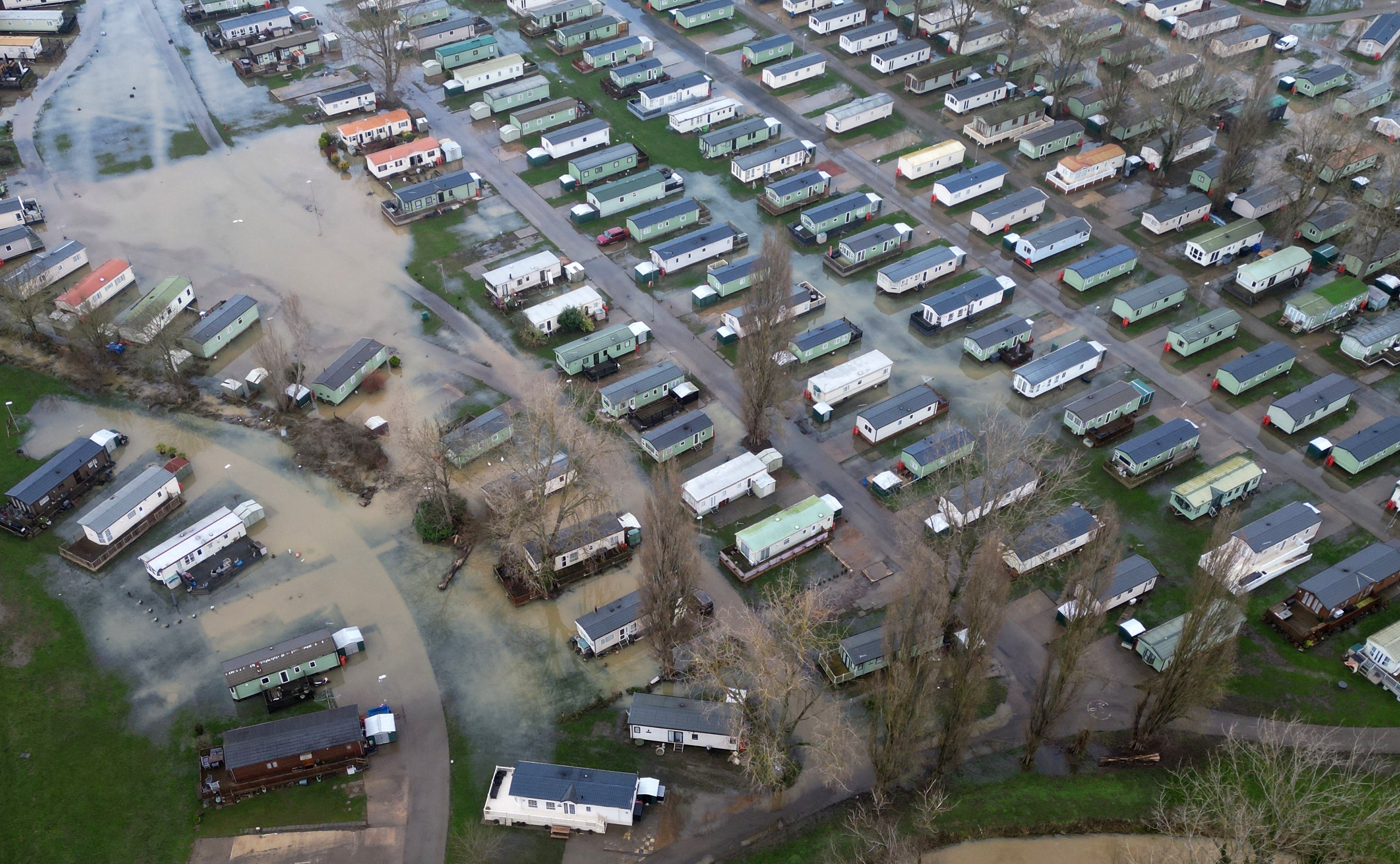 Billing Aquadrome in Northamptonshire was flooded just after families fled the region after a warning was issued