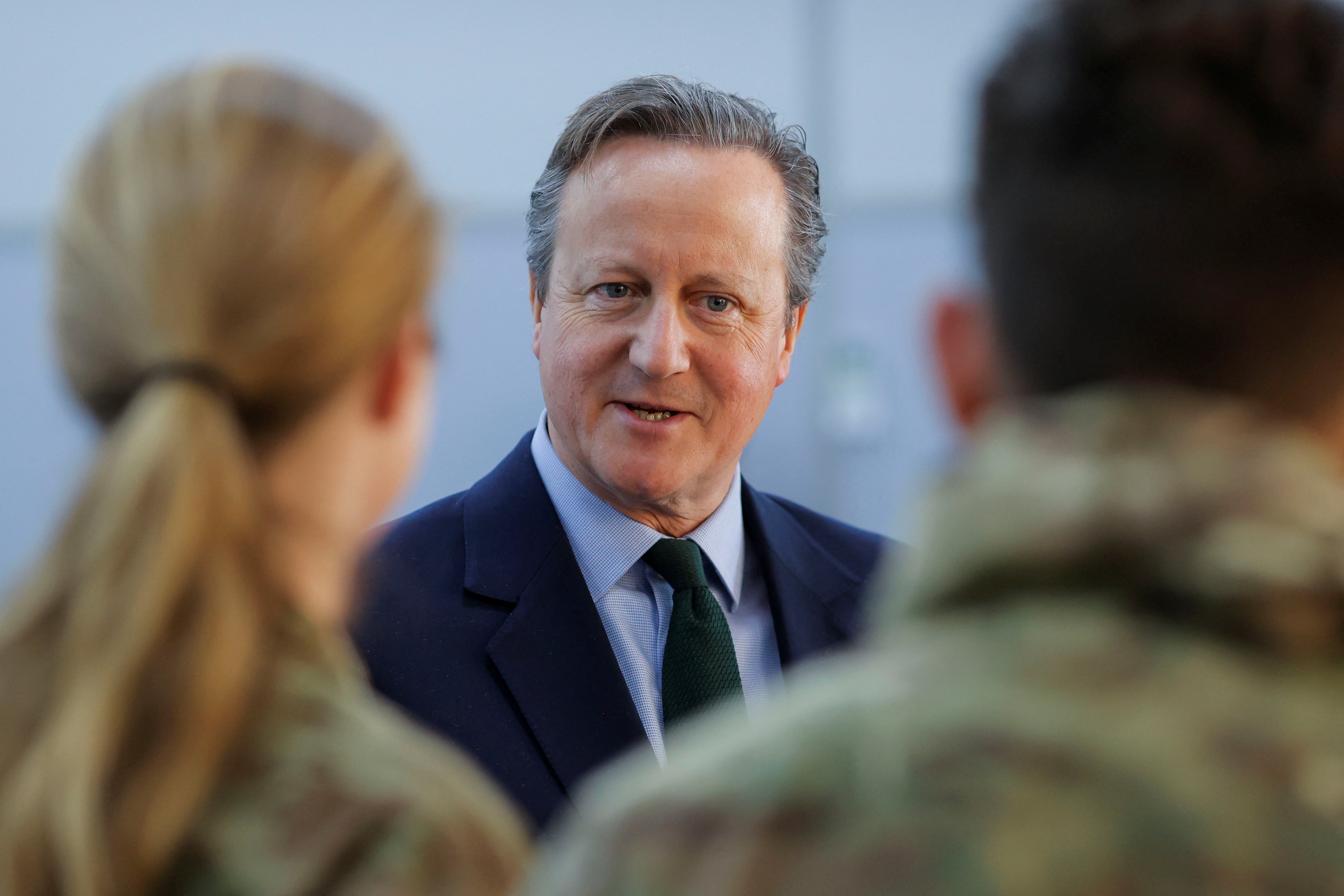 Foreign secretary David Cameron meets British troops, part of the Nato-led peacekeeping mission, during a visit to Kosovo earlier this month