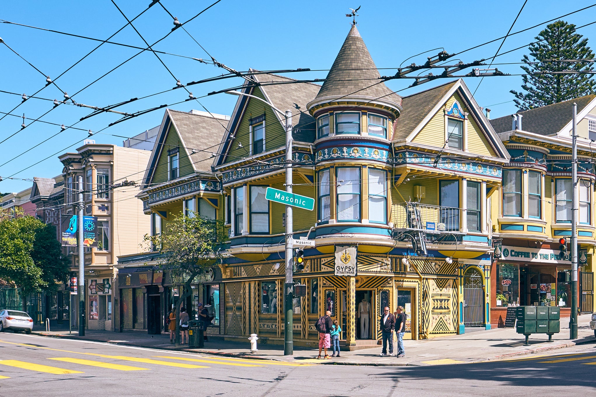 Colourful Victorian-style buildings can be found on the streets in Haight-Ashbury
