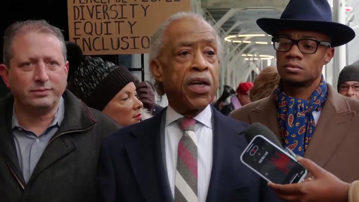 Rev Al Sharpton leads protest against Bill Ackman after Claudine Gay resigns as Harvard president