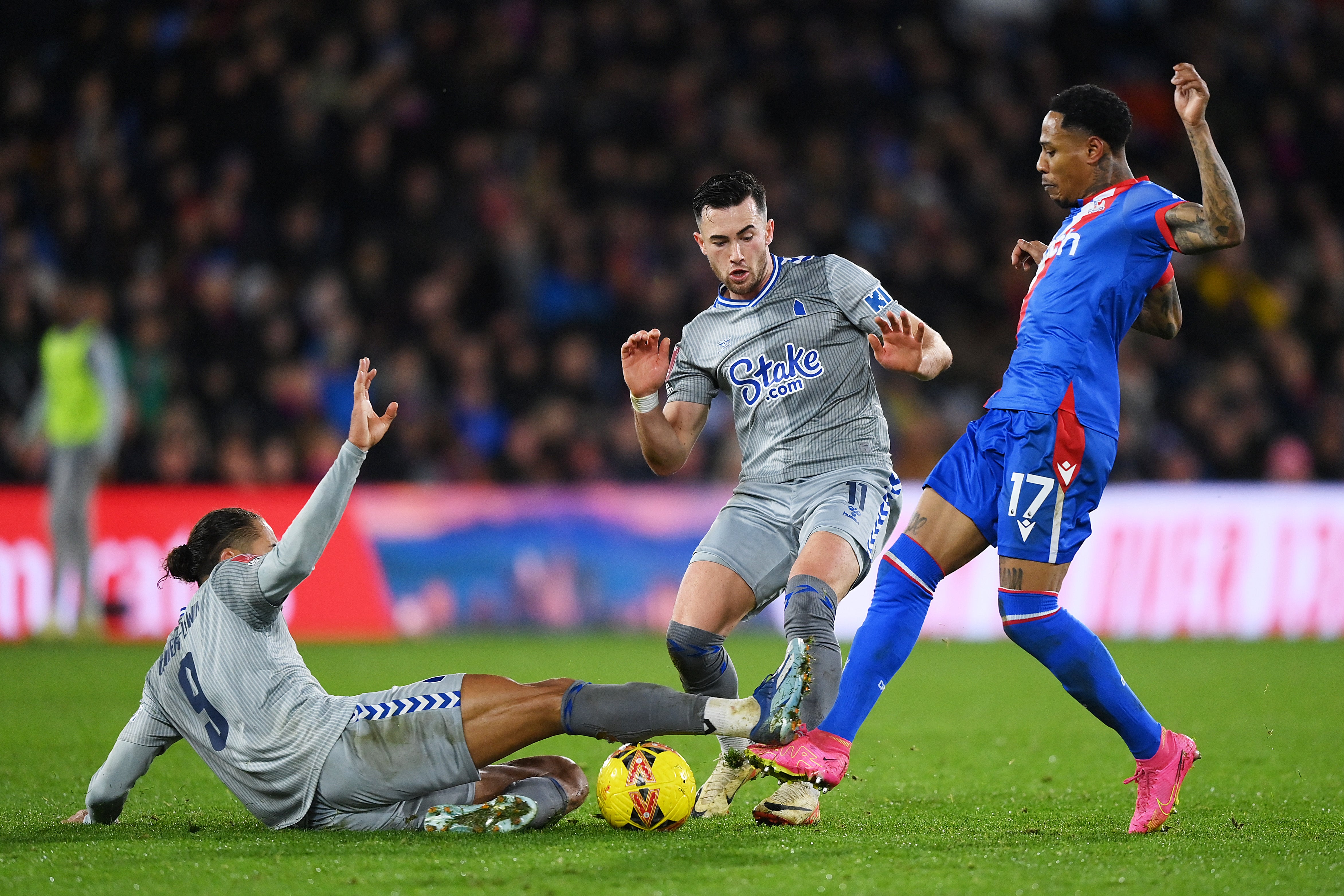 Calvert-Lewin was sent off for a challenge on Nathaniel Clyne