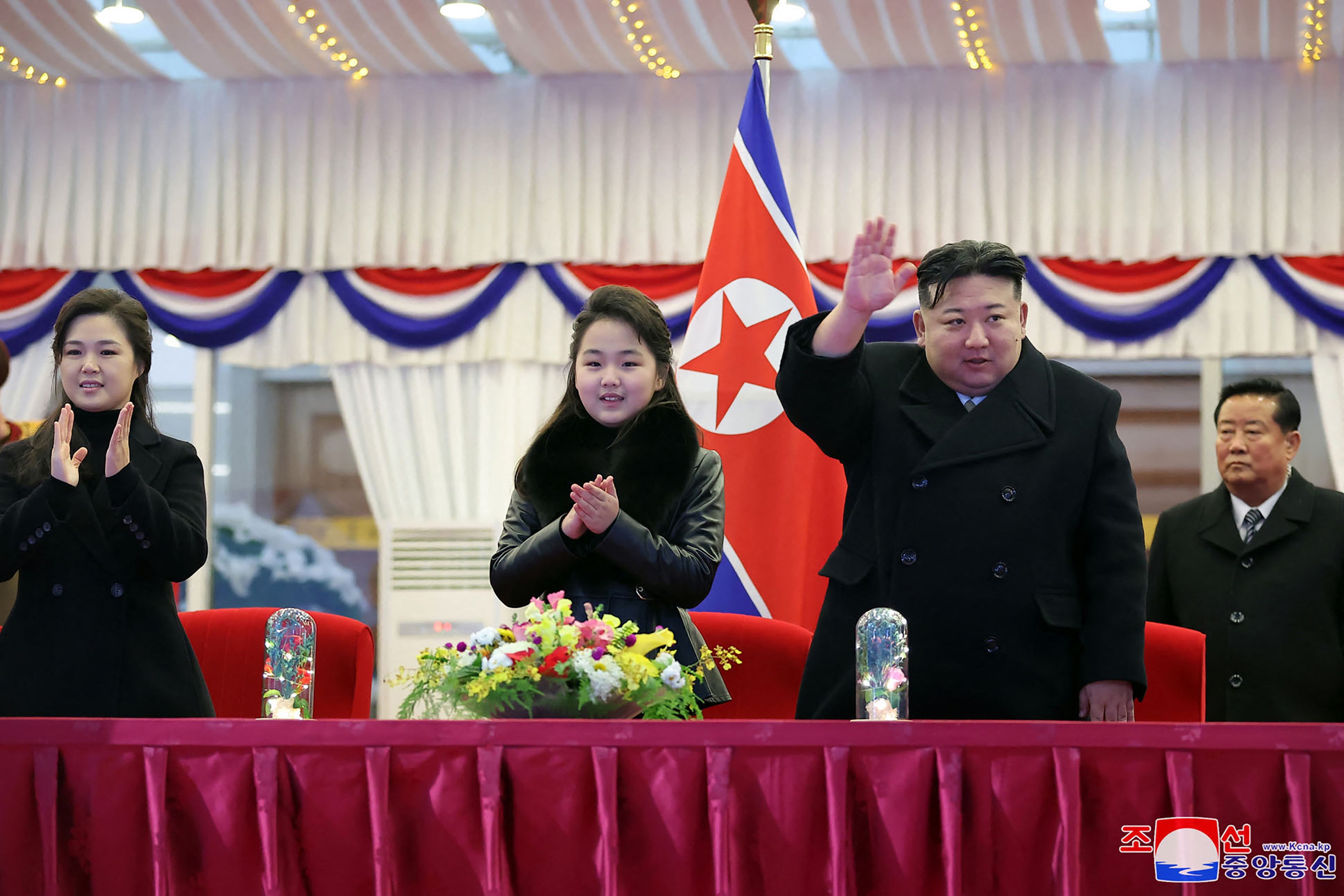 Kim Jong Un and his daughter were also pictured together at New Year