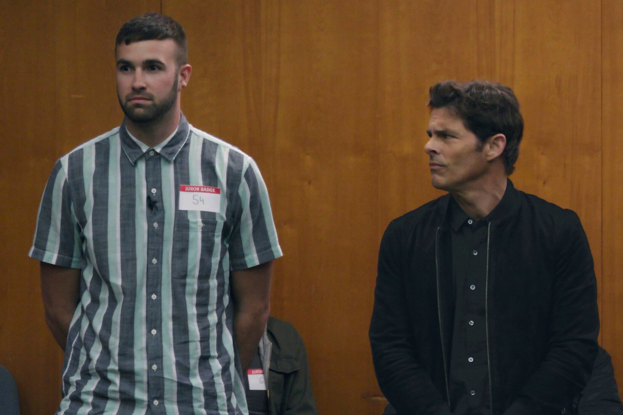 Comedy hoax: Ronald Gladden and James Marsden in ‘Jury Duty'