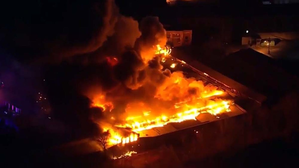 Huge fire rips through New Jersey industrial warehouse