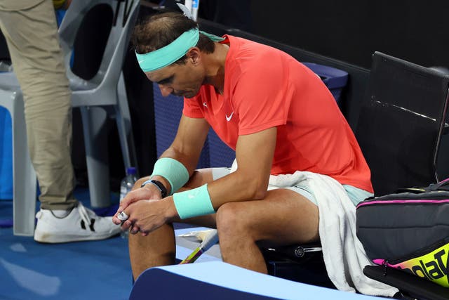 <p>Nadal suffered the injury in his Brisbane quarter-final against Jordan Thompson </p>