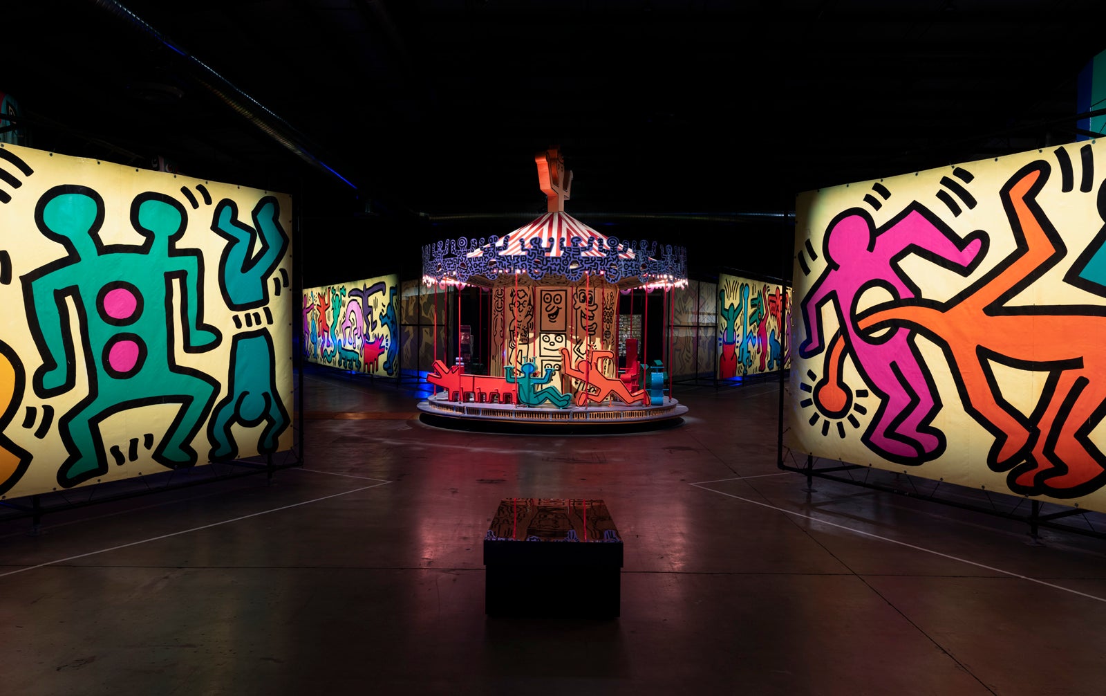 Keith Haring’s hand-painted carousel and tarps at ‘Luna Luna: Forgotten Fantasy’