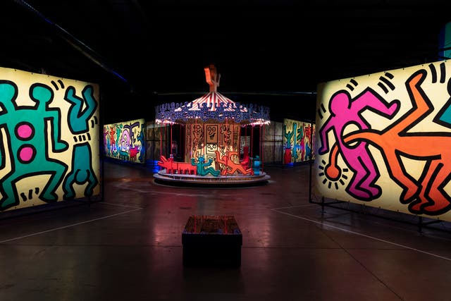 <p>Keith Haring’s hand-painted carousel and tarps at ‘Luna Luna: Forgotten Fantasy’ </p>